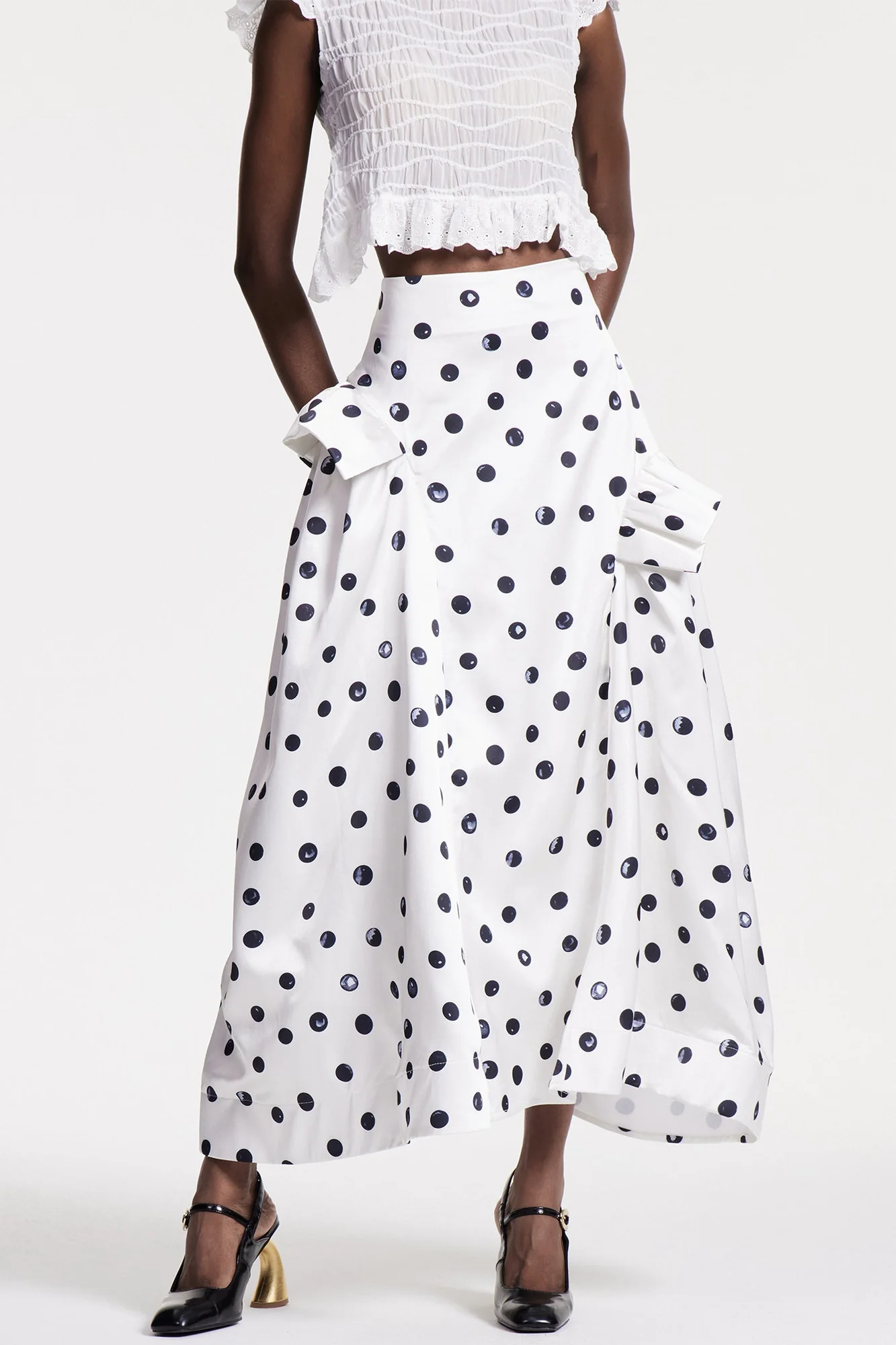 Delicate White Dotted Maxi Skirt