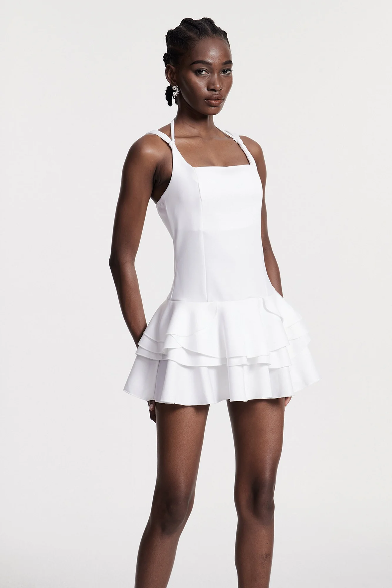 White Ruffle Mini Dress - Elegant & Versatile Design
