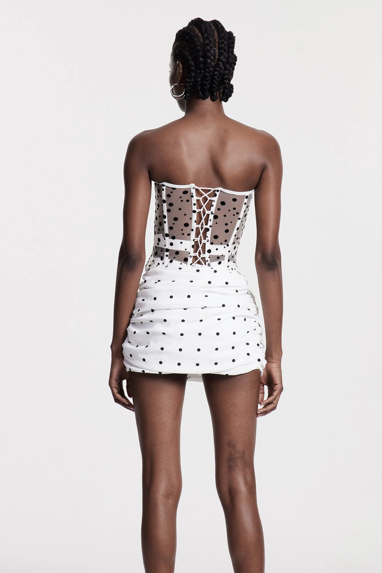 White Ruched Skirt and Corset Set - Elegant Chic Design