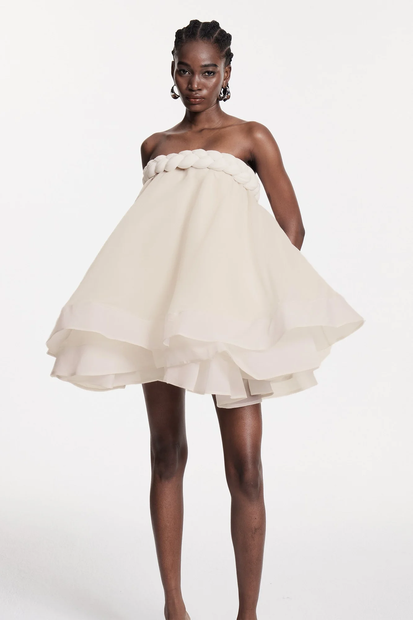 White Ruffle Puffy Mini Dress - Elegant & Versatile