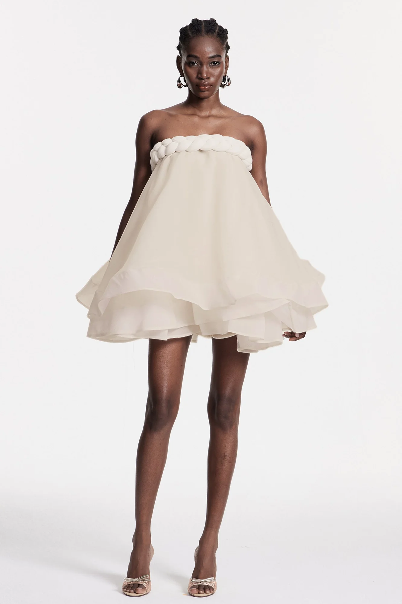 White Ruffle Puffy Mini Dress - Elegant & Versatile
