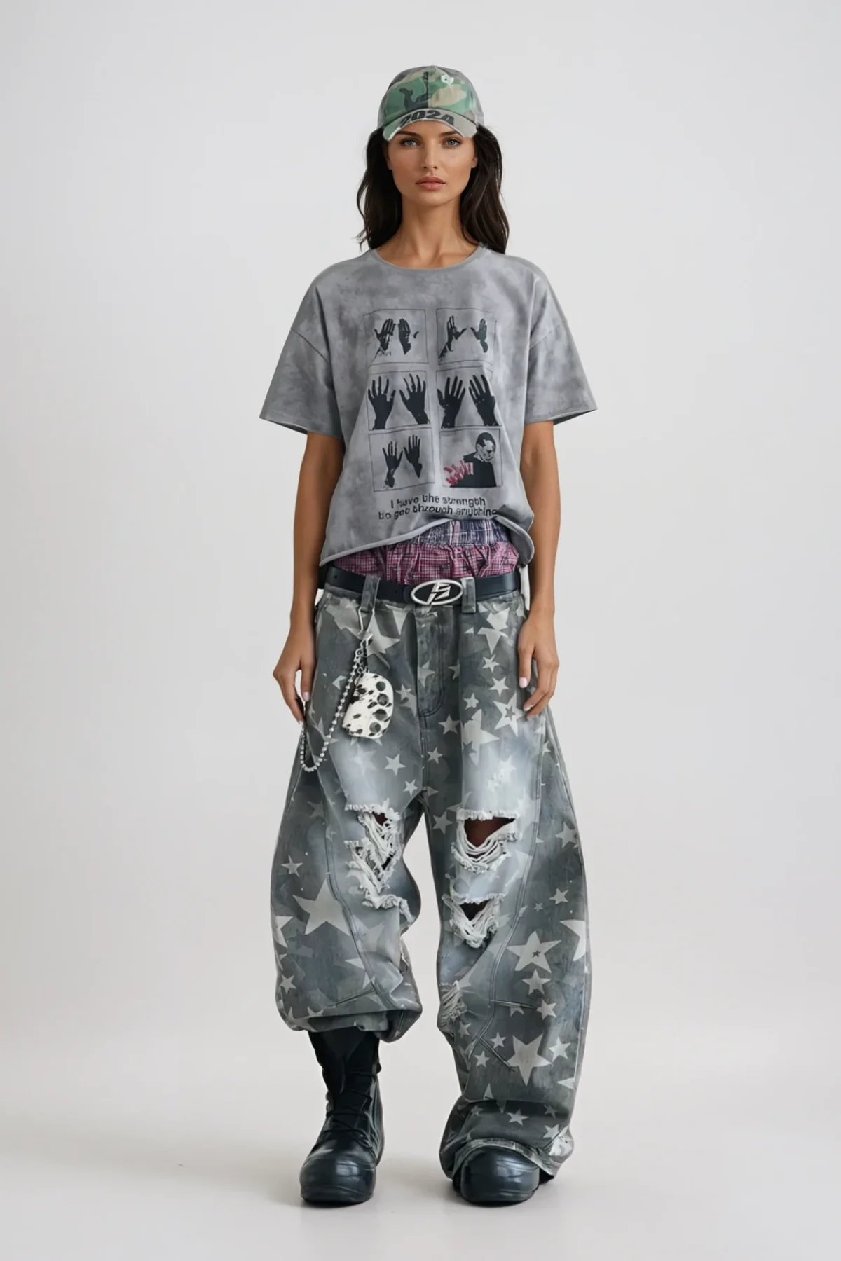 Blue Distressed Baggy Denim Jeans