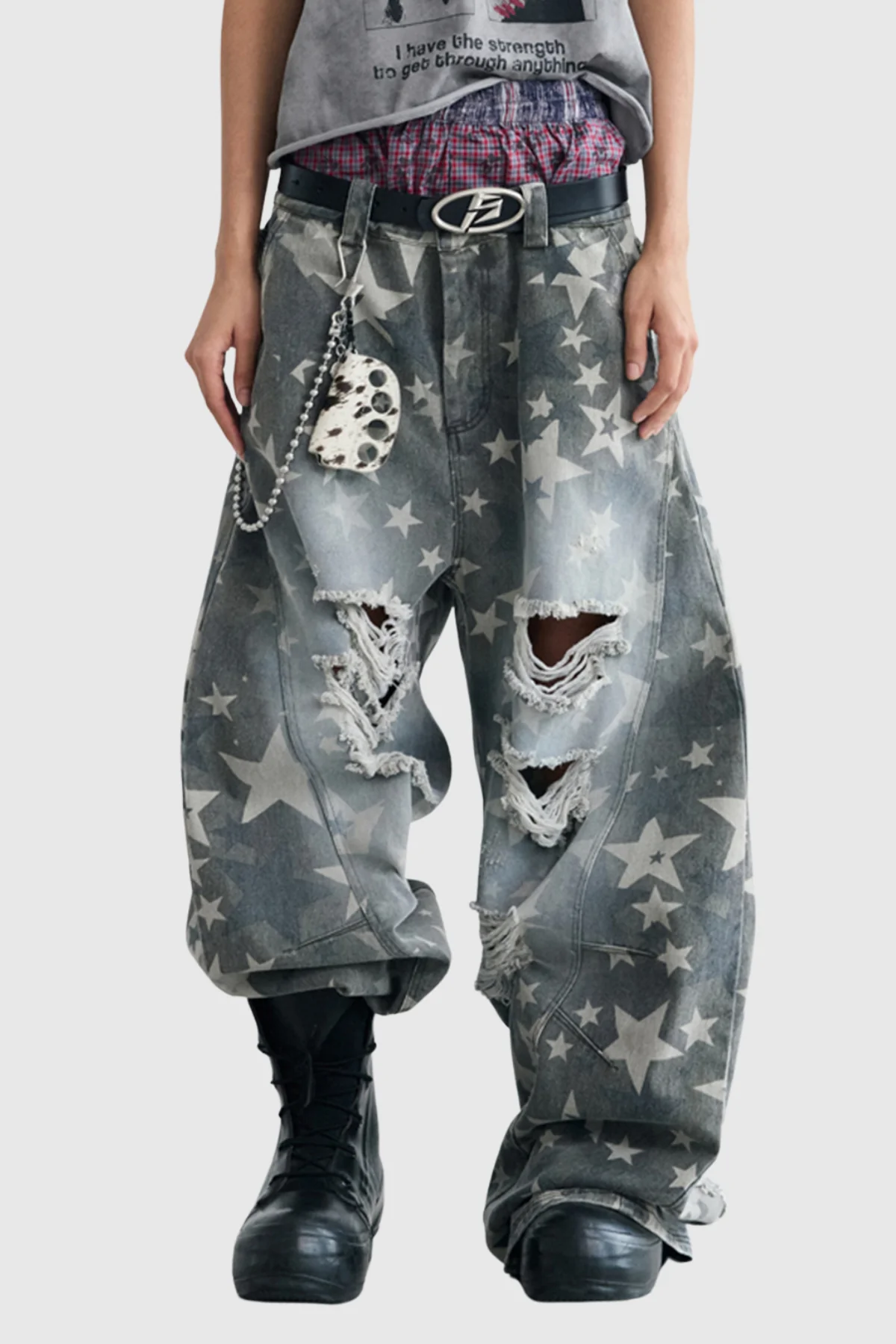 Blue Distressed Baggy Denim Jeans