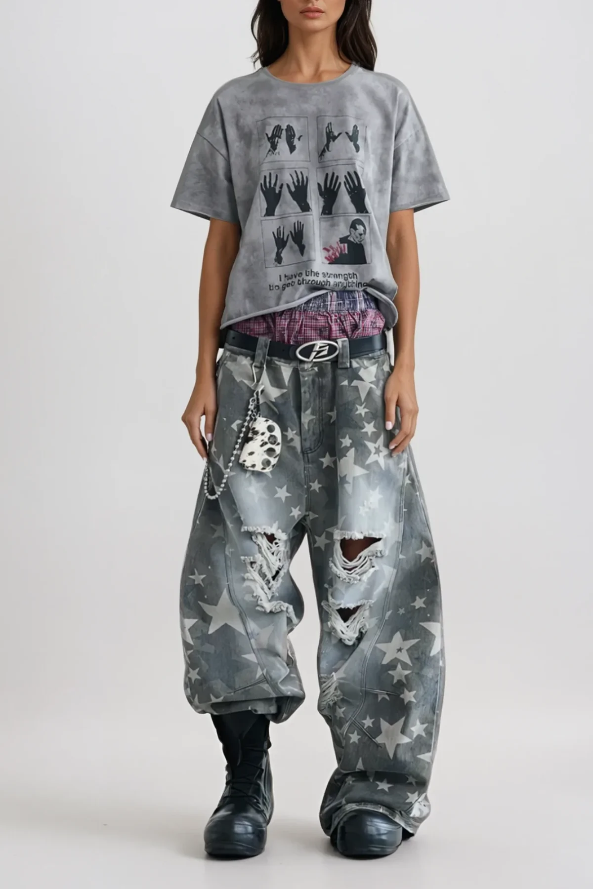 Blue Distressed Baggy Denim Jeans