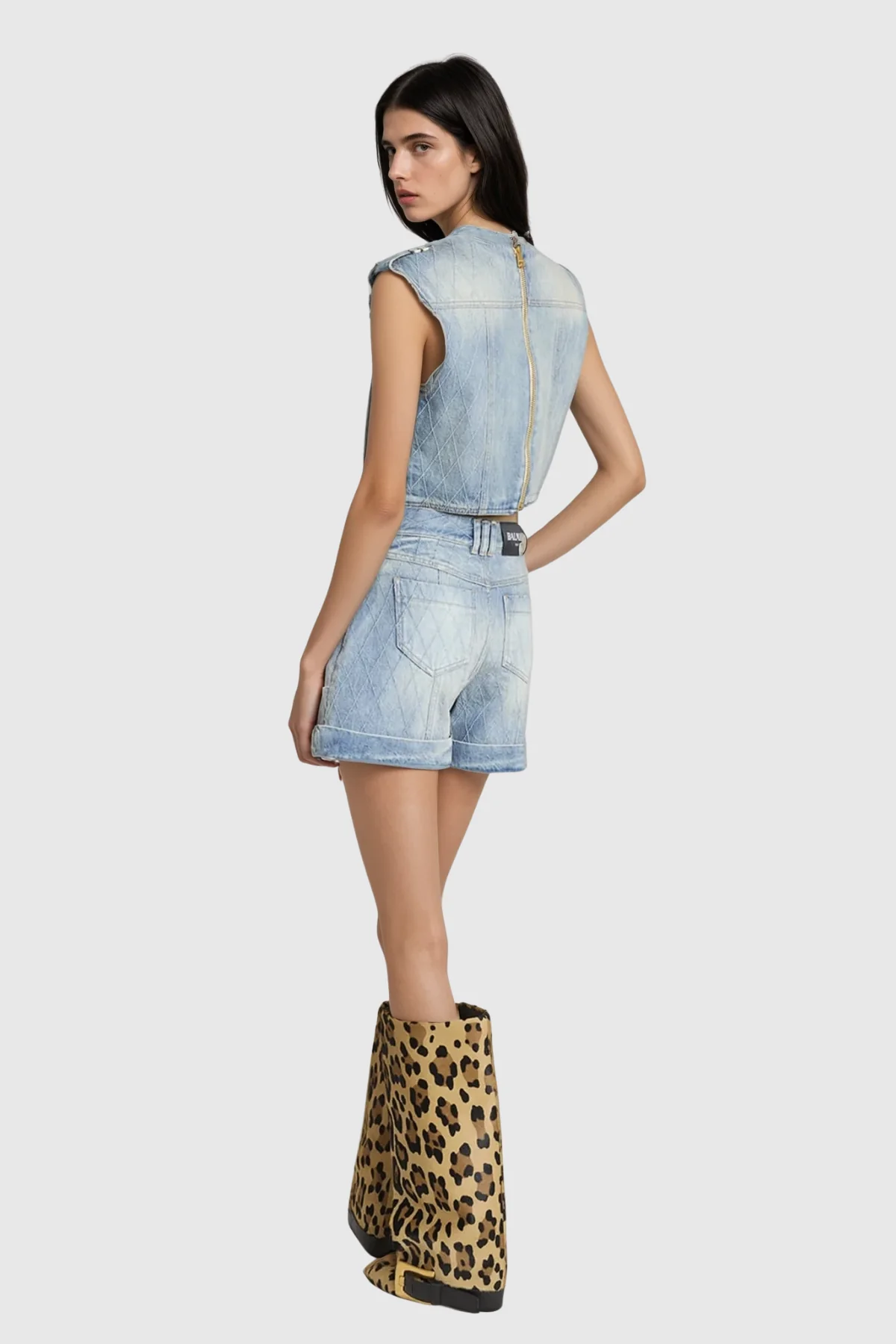 Chic Denim Sleeveless Top in Blue for Women