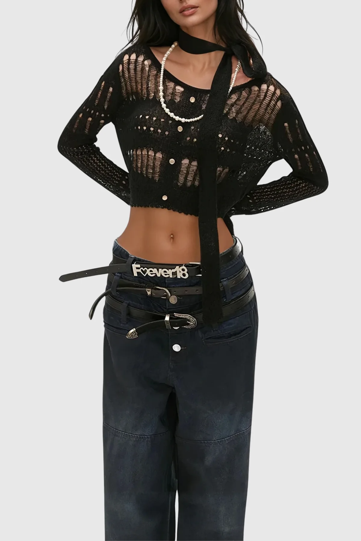 Black Cutout Top with Refined Detailing