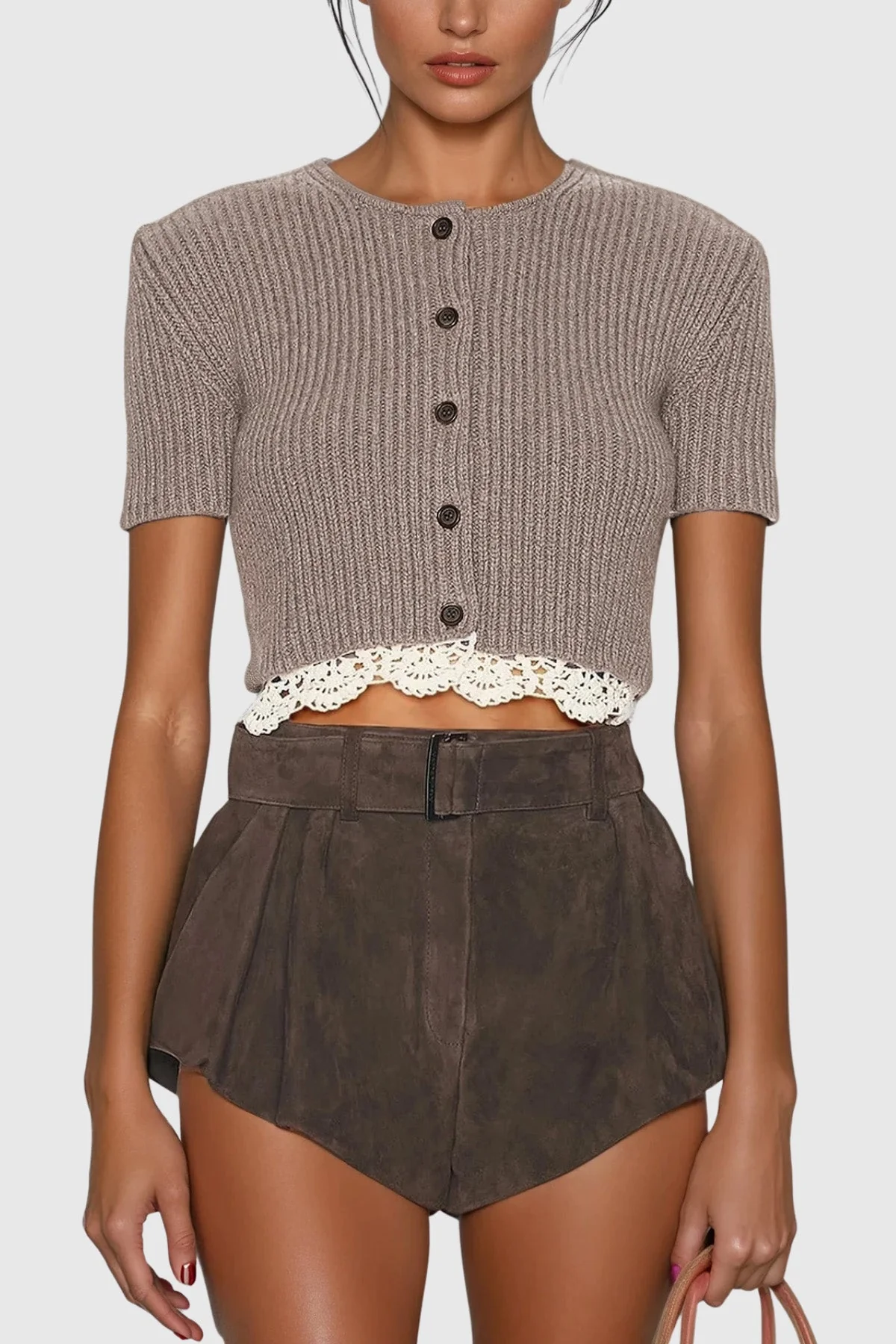 Cozy Grey Knit Top for Versatile Elegance