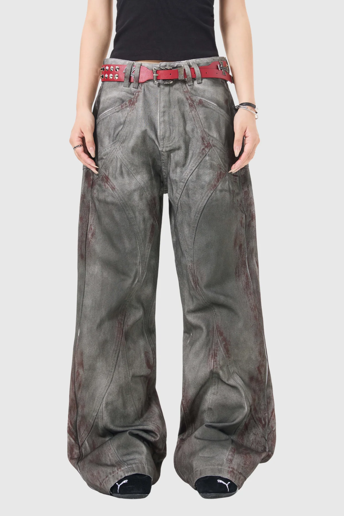 Printed Denim Jeans - Stylish Urban Edge Design
