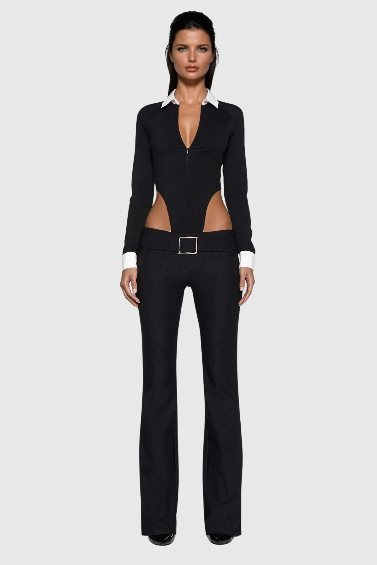 Bodycon Bootcut Pants Set in Black | Chic Urban Style