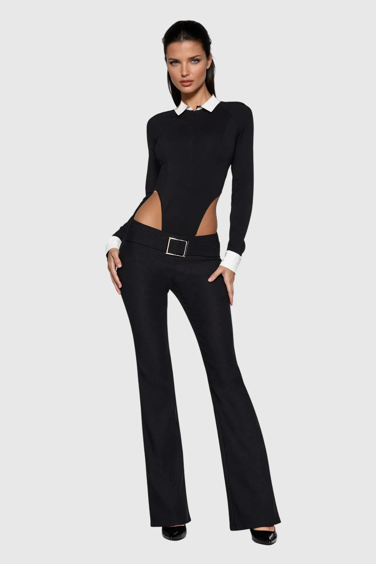 Bodycon Bootcut Pants Set in Black | Chic Urban Style