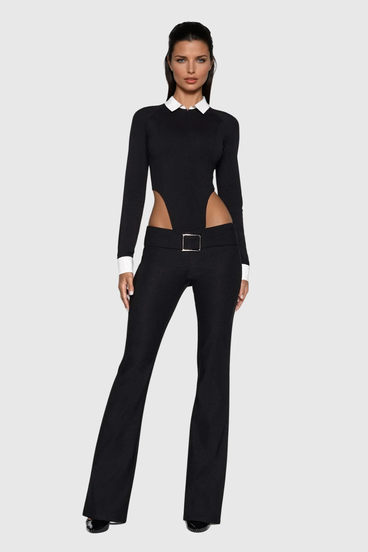 Bodycon Bootcut Pants Set in Black | Chic Urban Style
