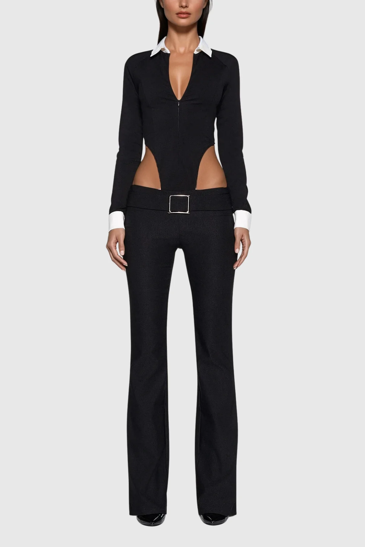 Bodycon Bootcut Pants Set in Black | Chic Urban Style