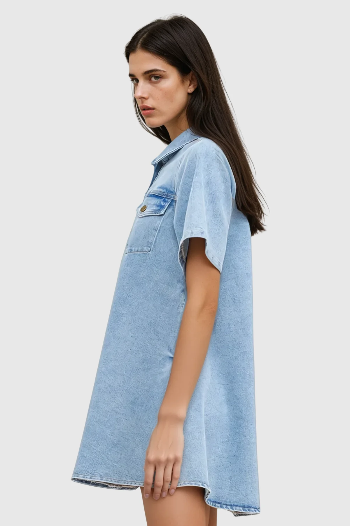 Blue Denim Mini Shirt Dress