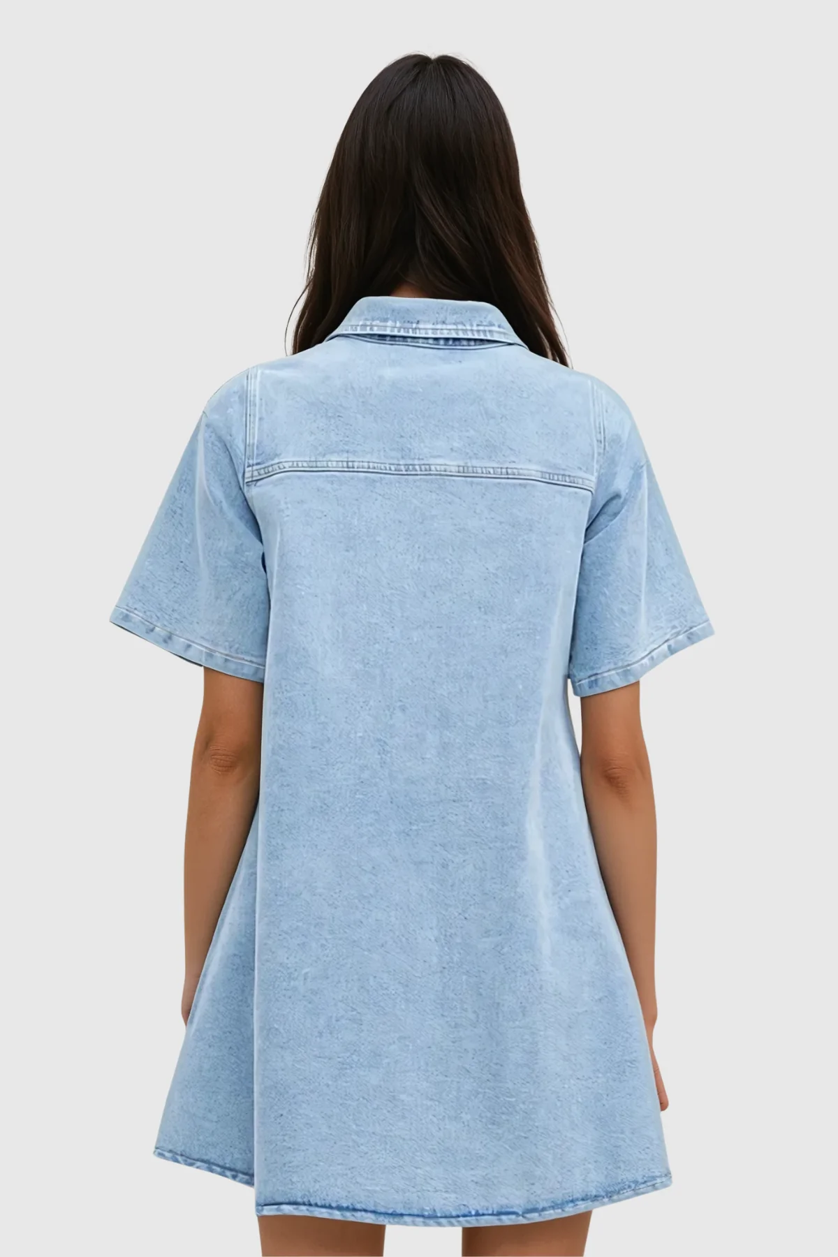 Blue Denim Mini Shirt Dress