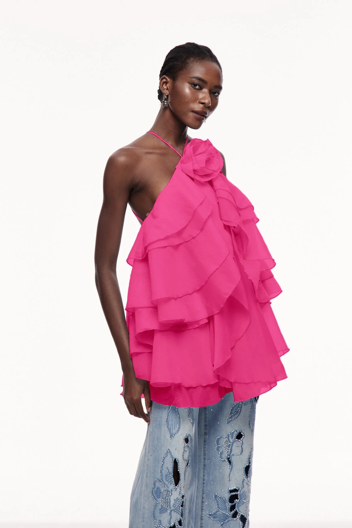 Rose Floral Ruffle Mini Dress