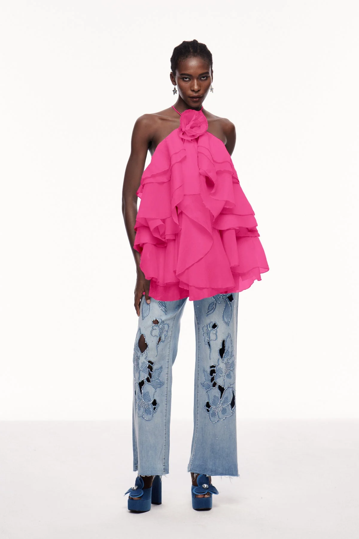 Rose Floral Ruffle Mini Dress