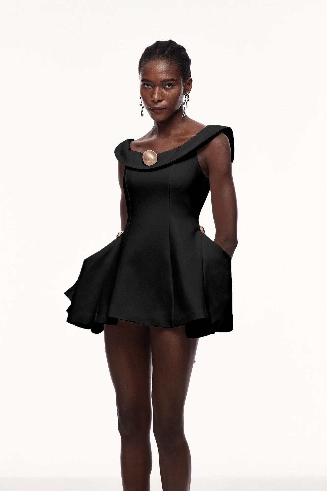 Black Off Shoulder Ruffle Mini Dress - Elegant and Versatile Style