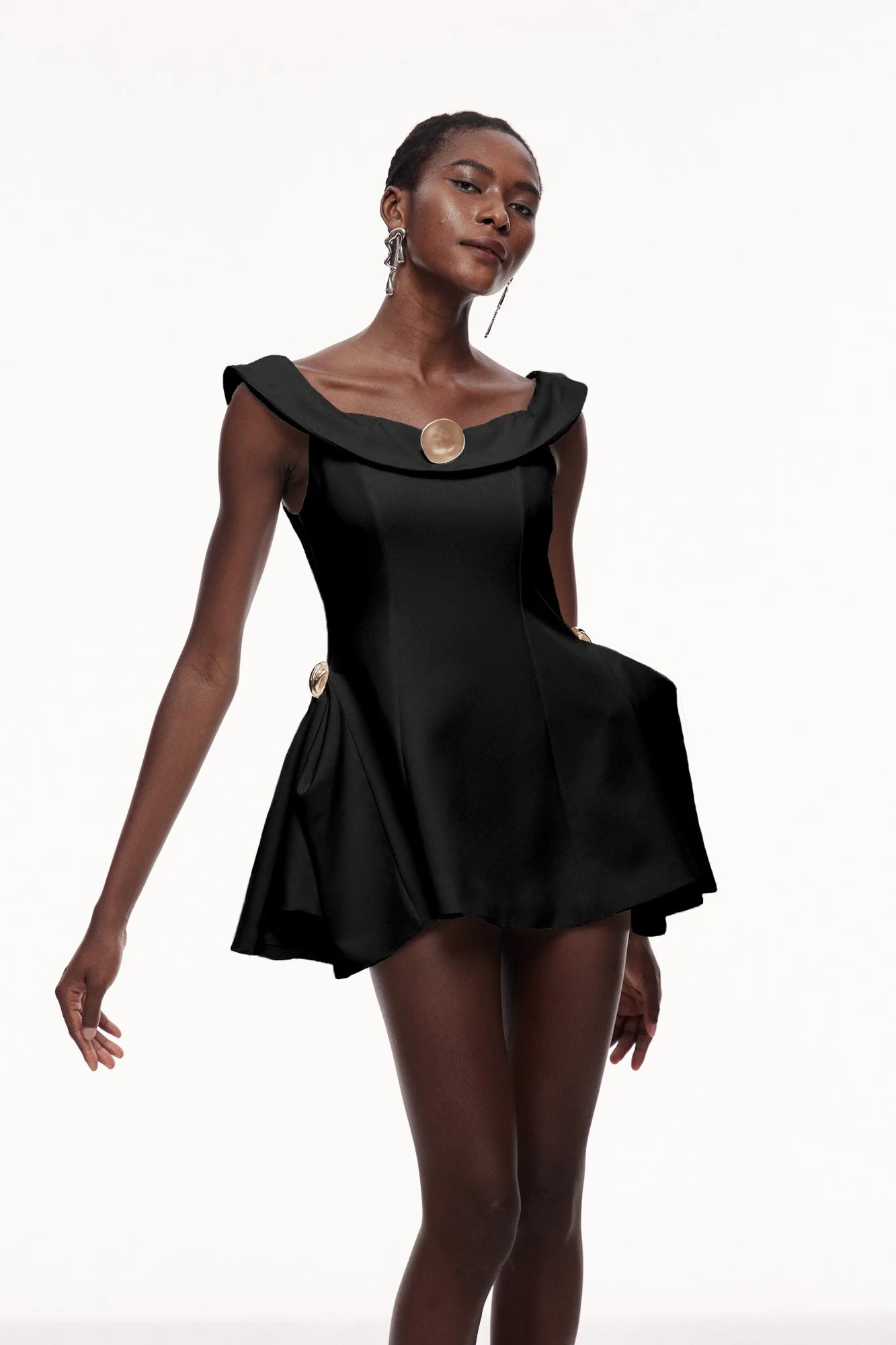 Black Off Shoulder Ruffle Mini Dress - Elegant and Versatile Style