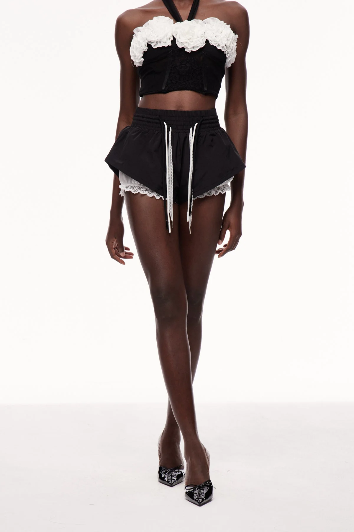 Deconstructed Lace Drawstring Pants for Modern Elegance