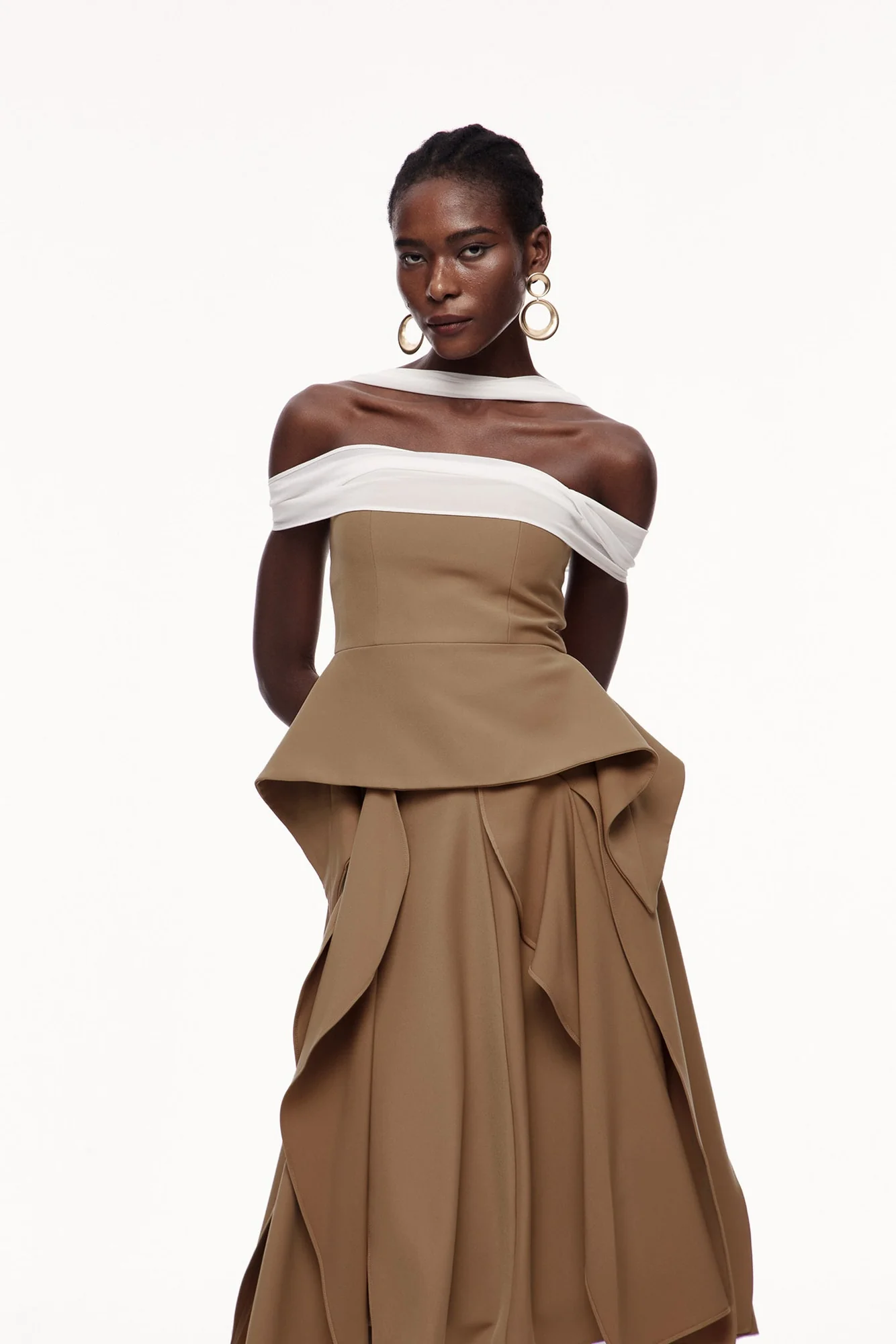 Brown Asymmetric Maxi Dress for Elegant Occasions