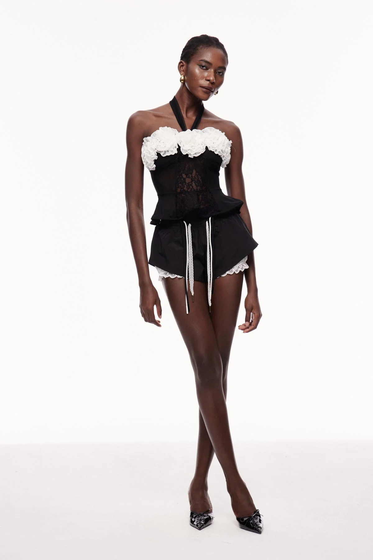 Floral Embroidered Corset Top in Black | Elegant Womens Top