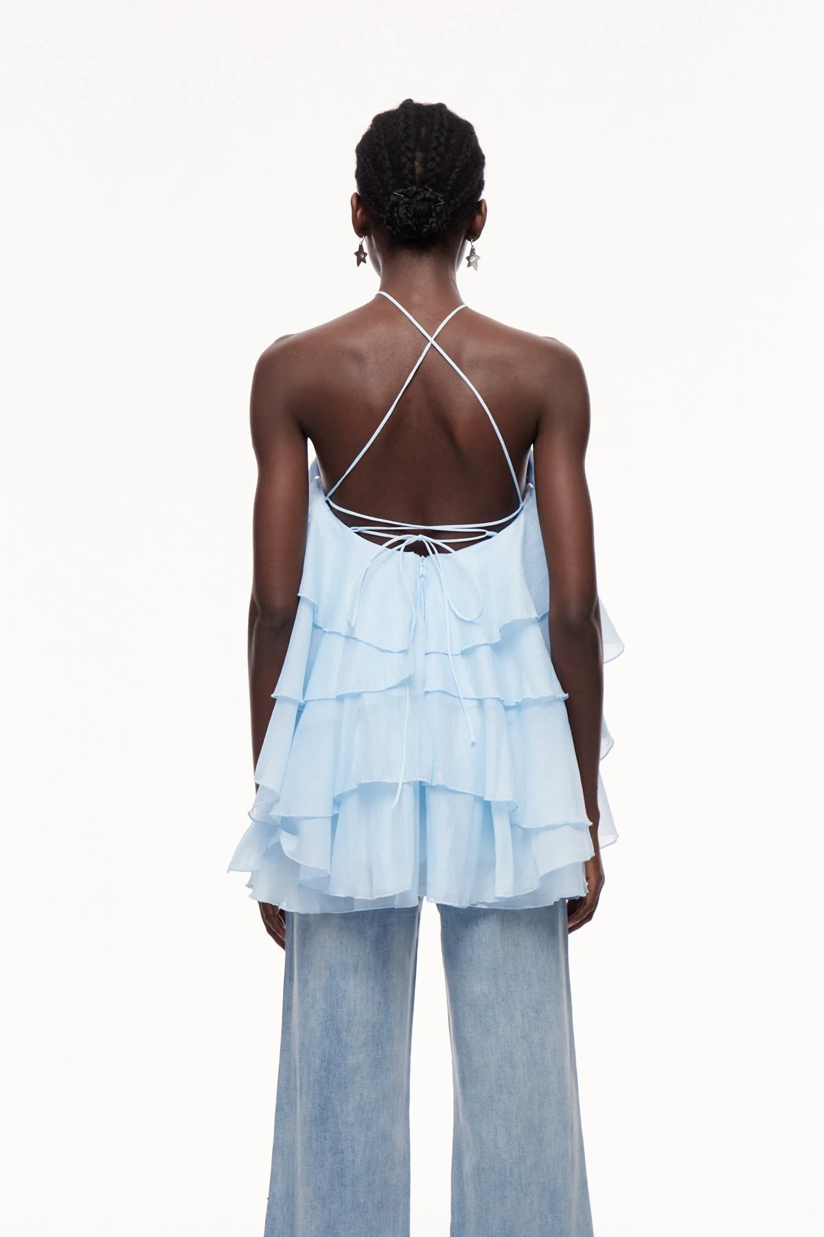 Blue Floral Ruffle Mini Dress - Elegant & Playful Style