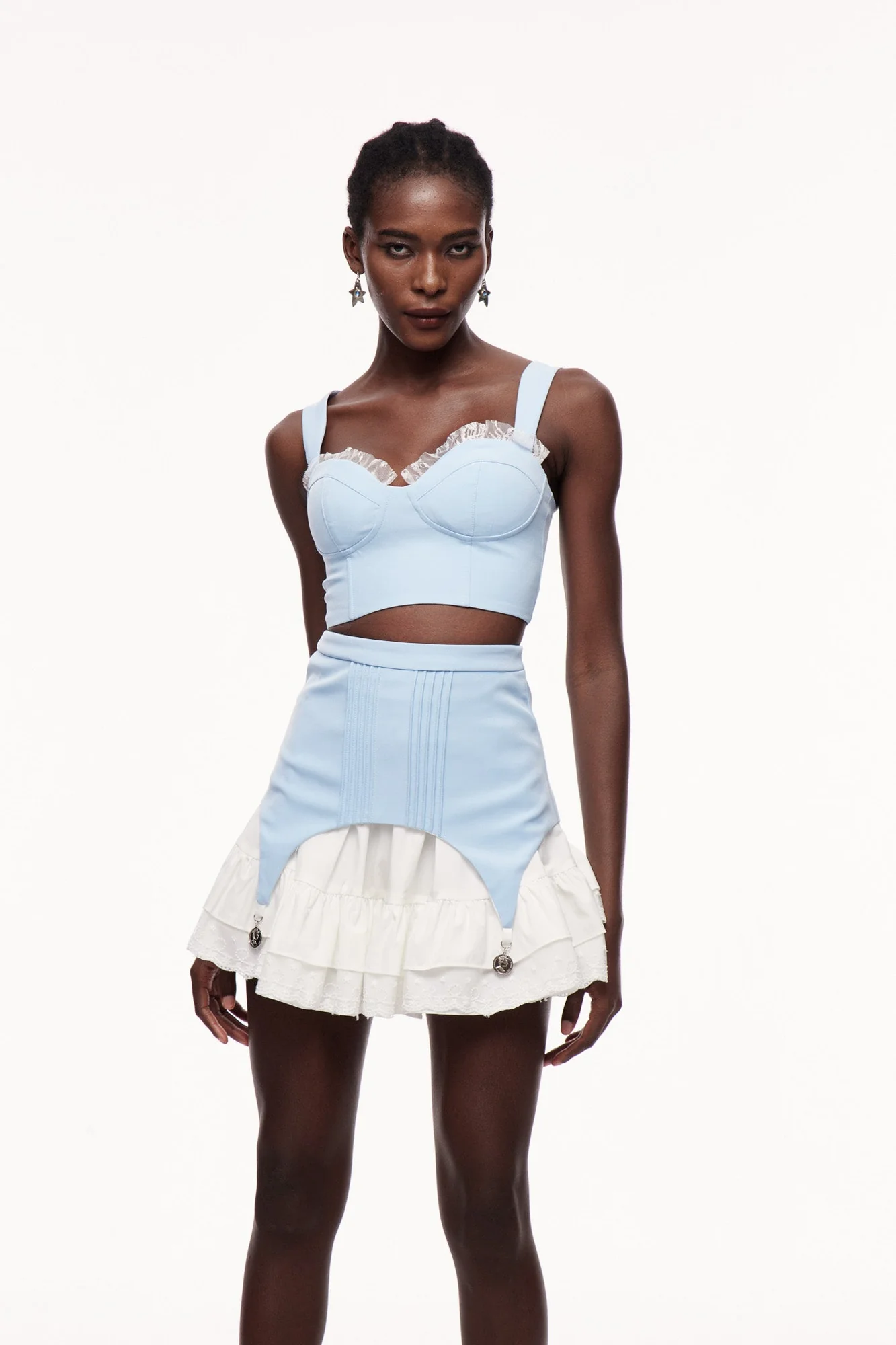Blue Deconstructed Ruffle Skirt Set