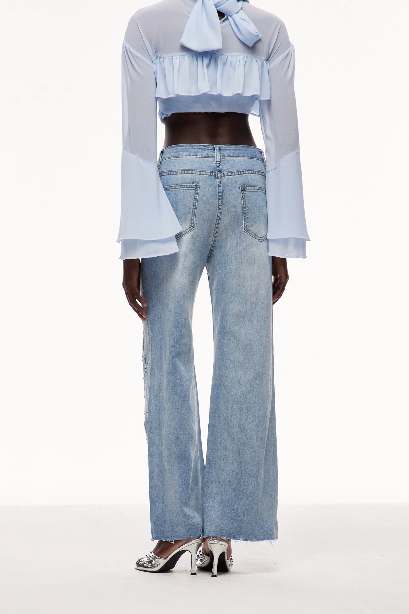 Embroidered Rhinestone Denim Jeans