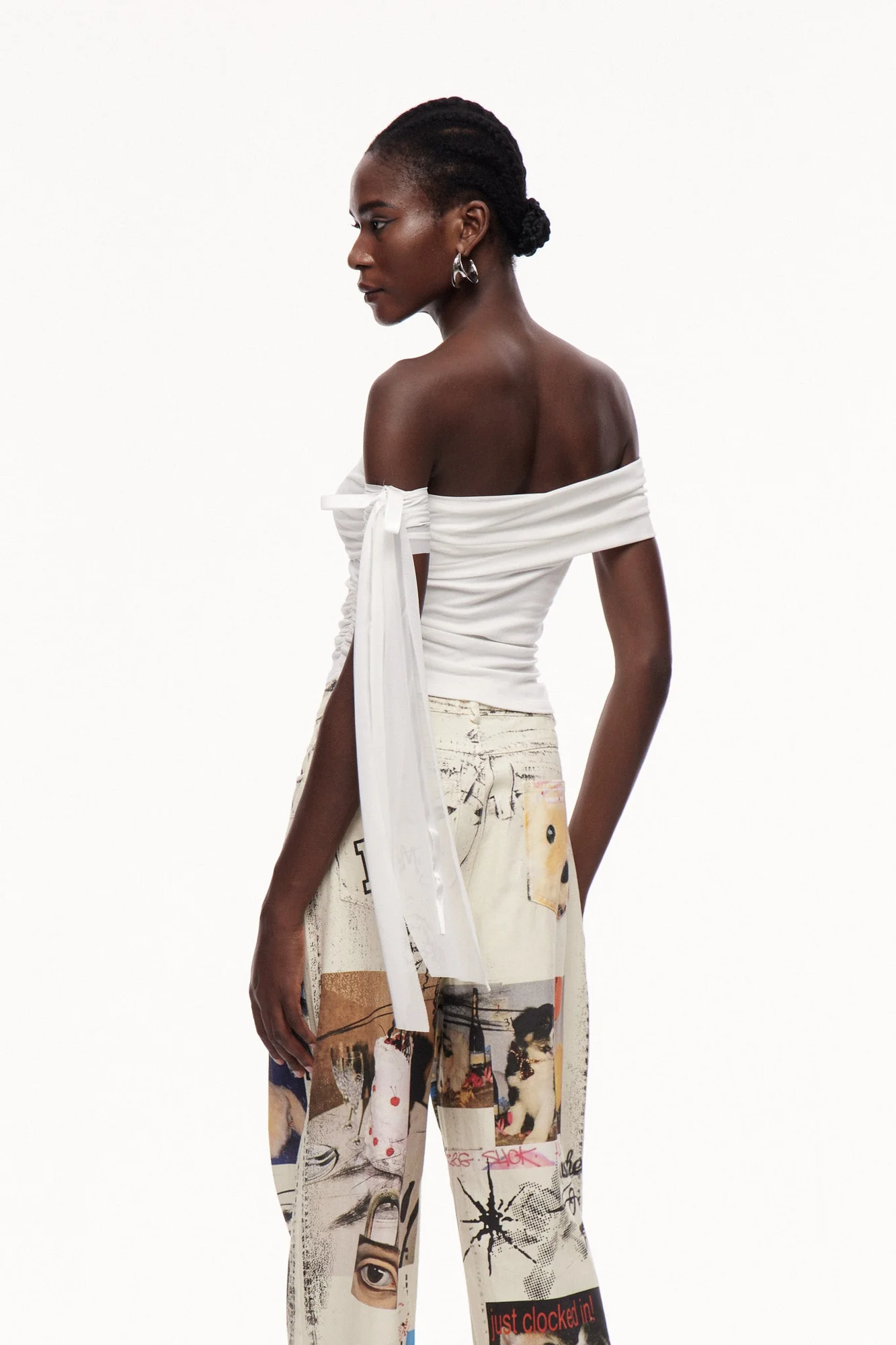 Chic White Asymmetric Lace-Up Top | Womens Fashion