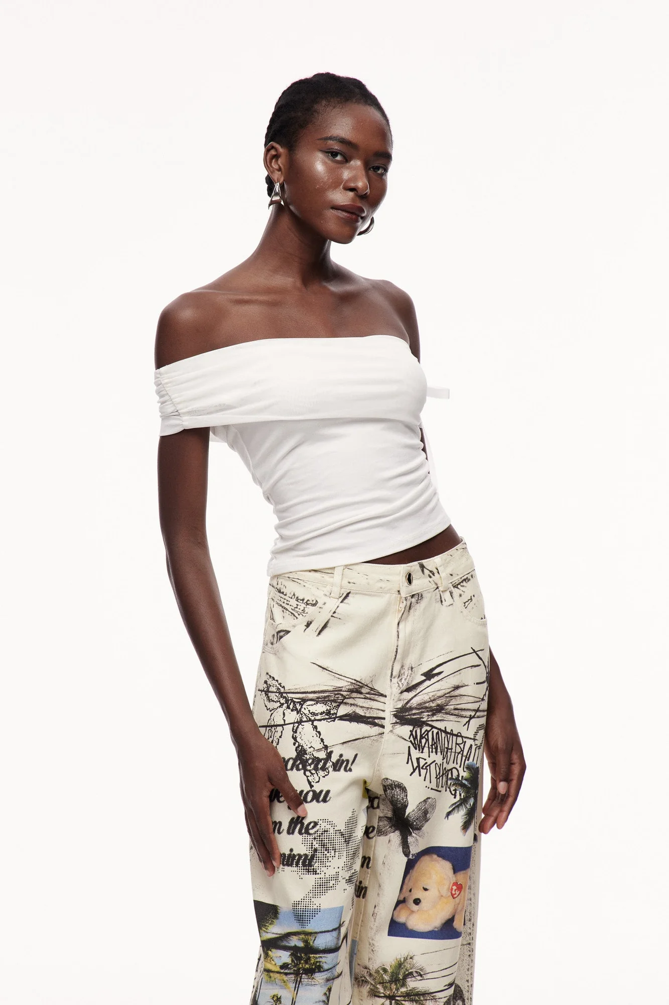 Chic White Asymmetric Lace-Up Top | Womens Fashion