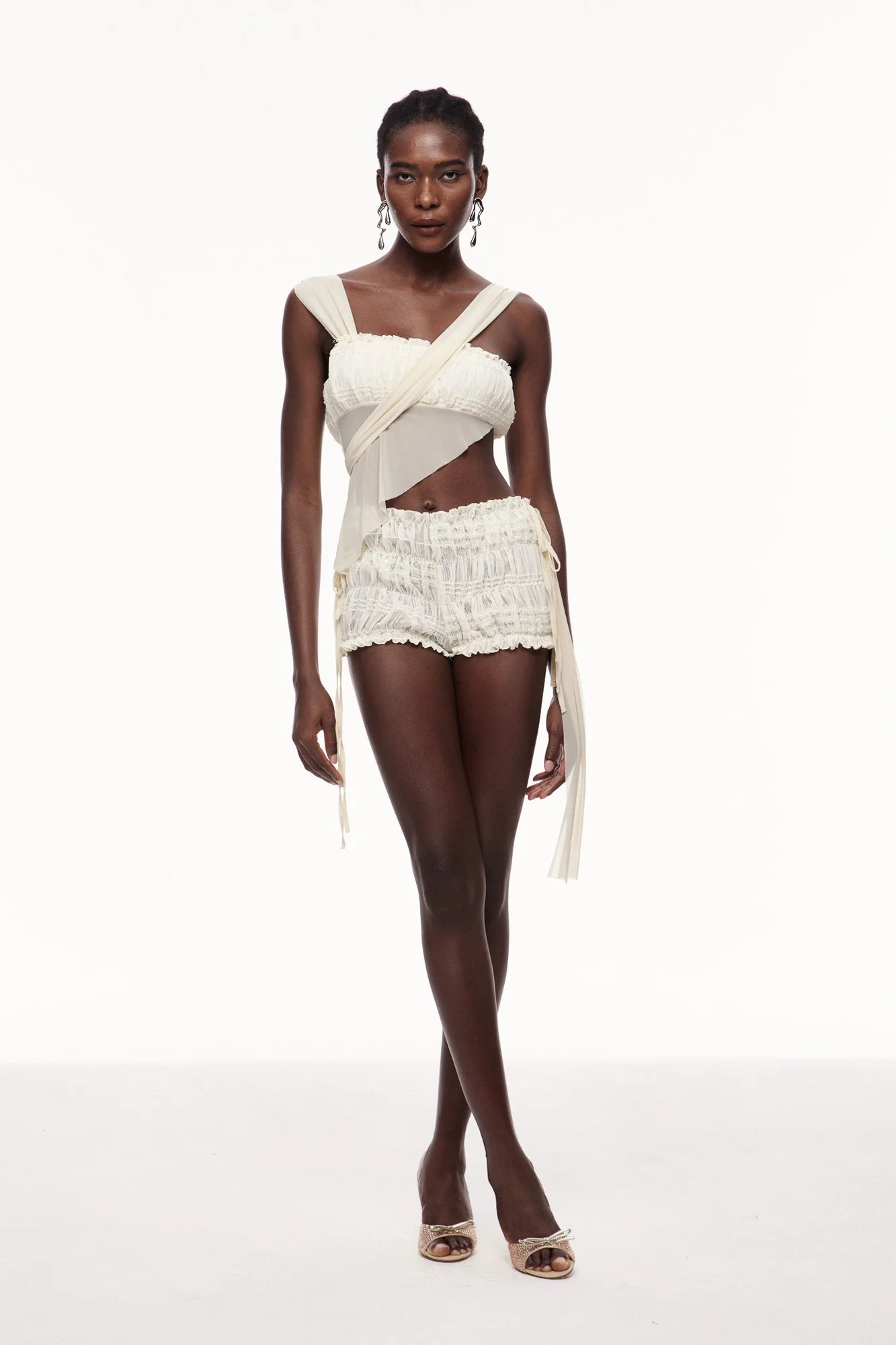 Romantic Coquette Apricot Drawstring Pants Set