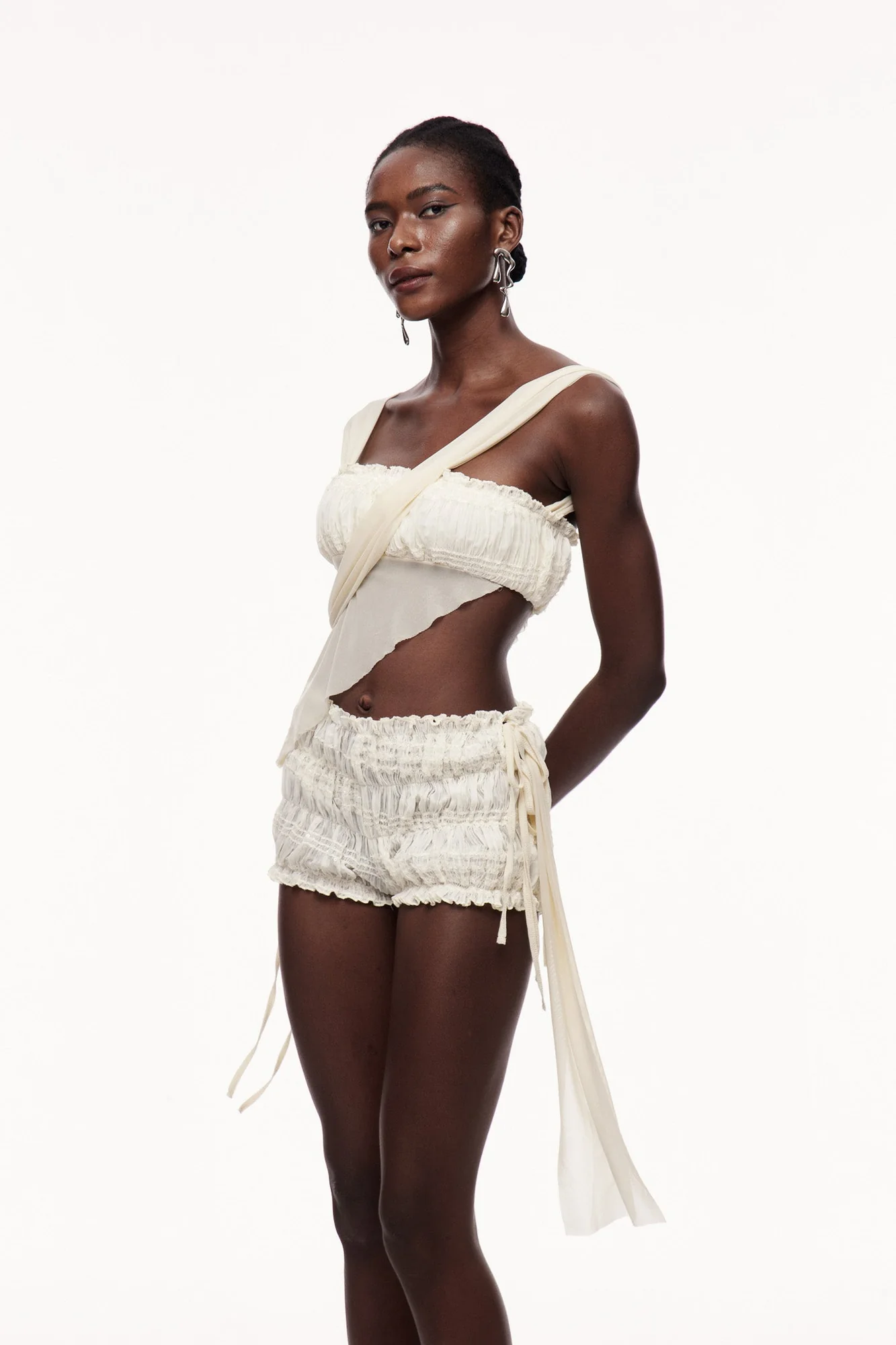 Romantic Coquette Apricot Drawstring Pants Set