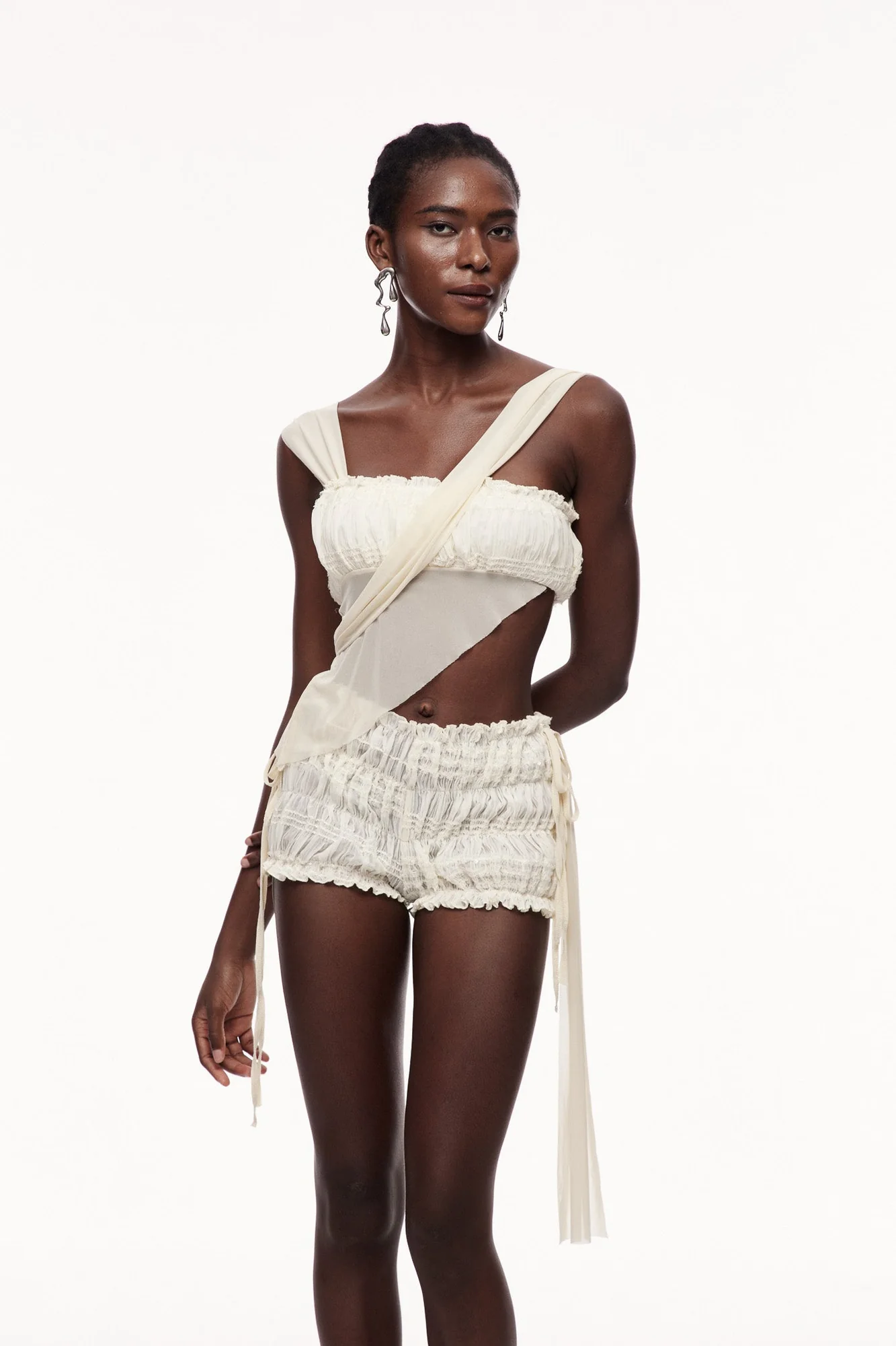 Romantic Coquette Apricot Drawstring Pants Set