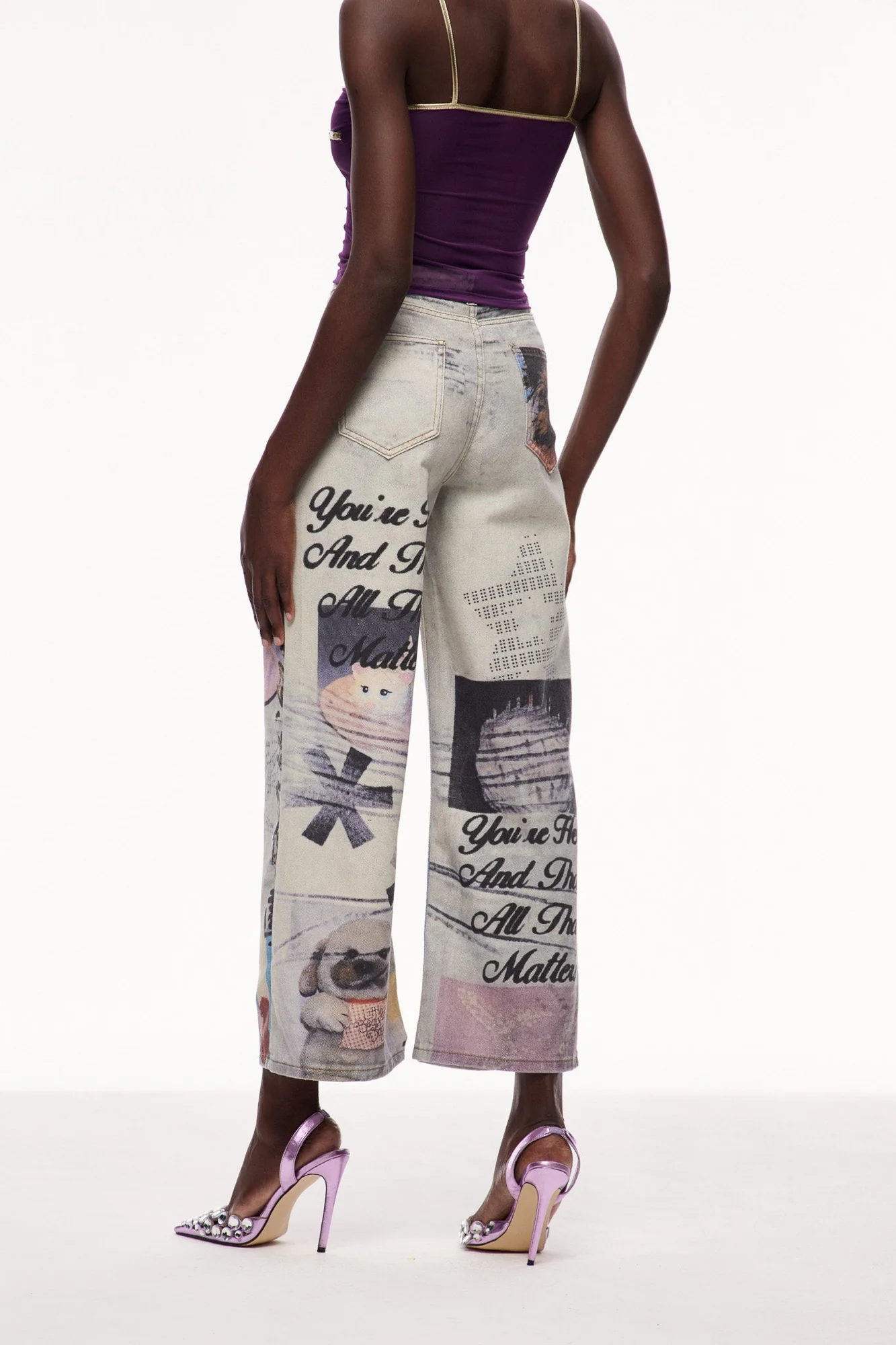White Printed Cayley Jeans - Tailored Fit and Durable Design