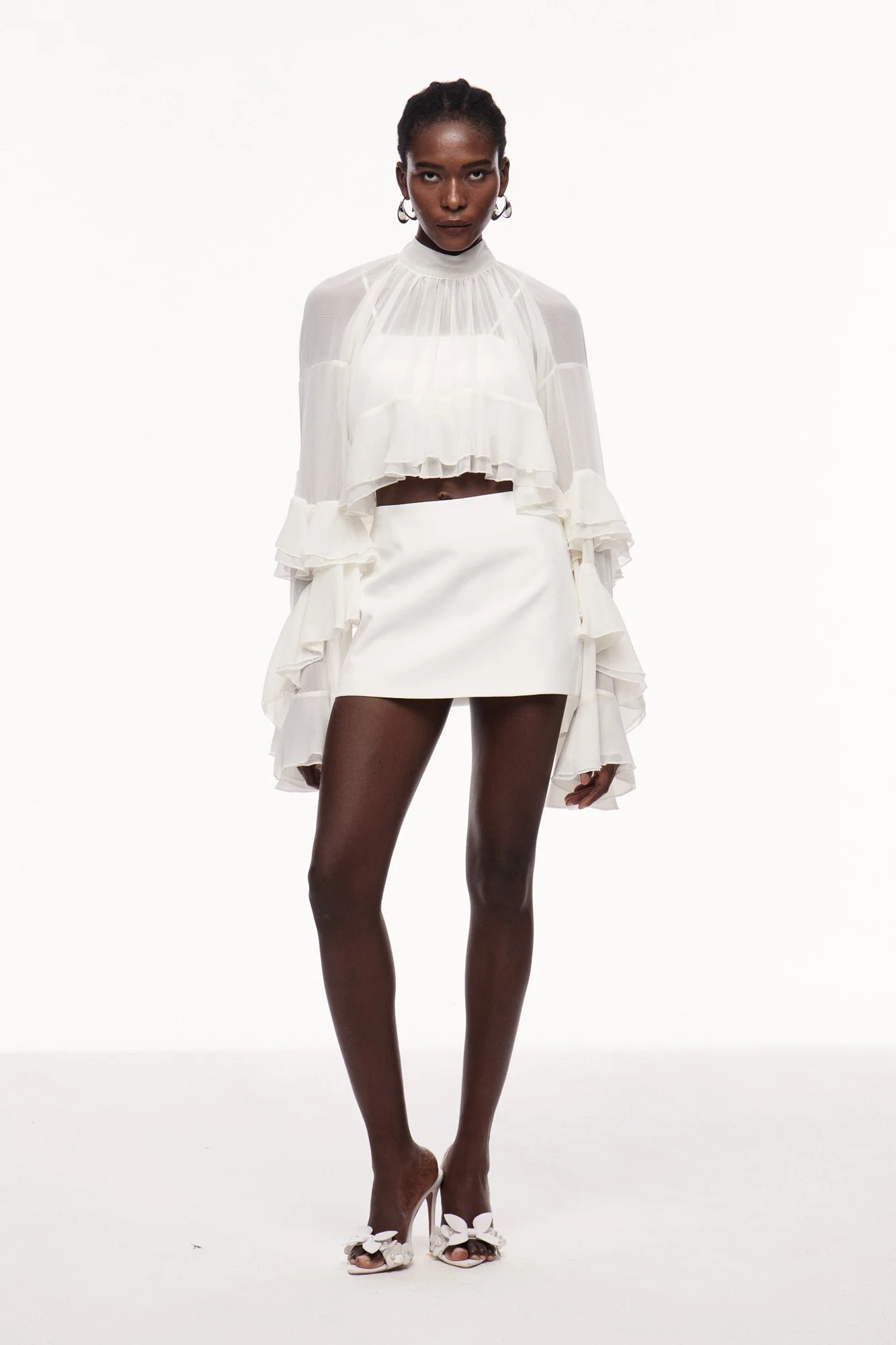 Elegant White Ruffle Long Sleeve Top for Women