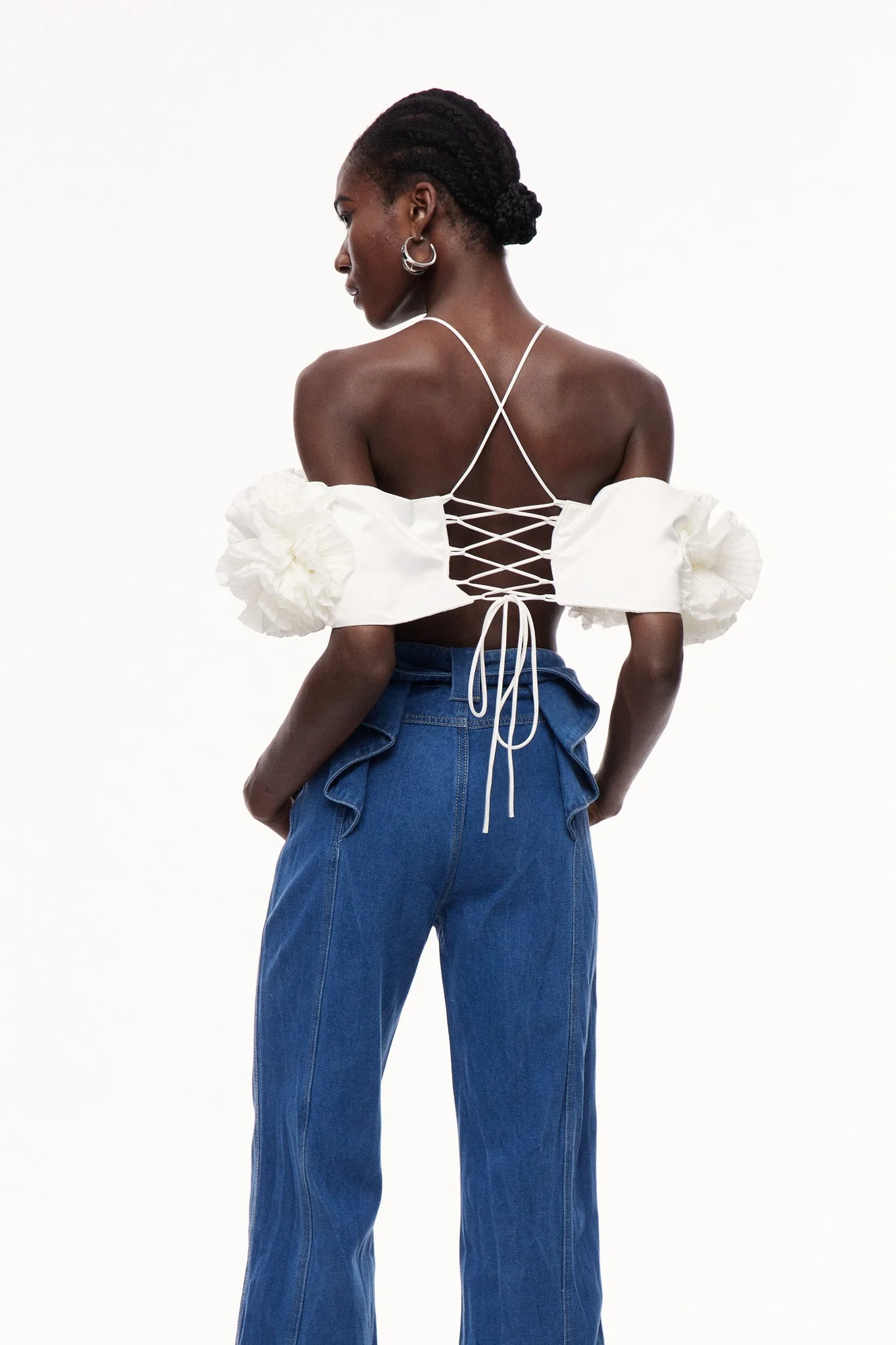 Floral Ruched White Top - Cayetana Style