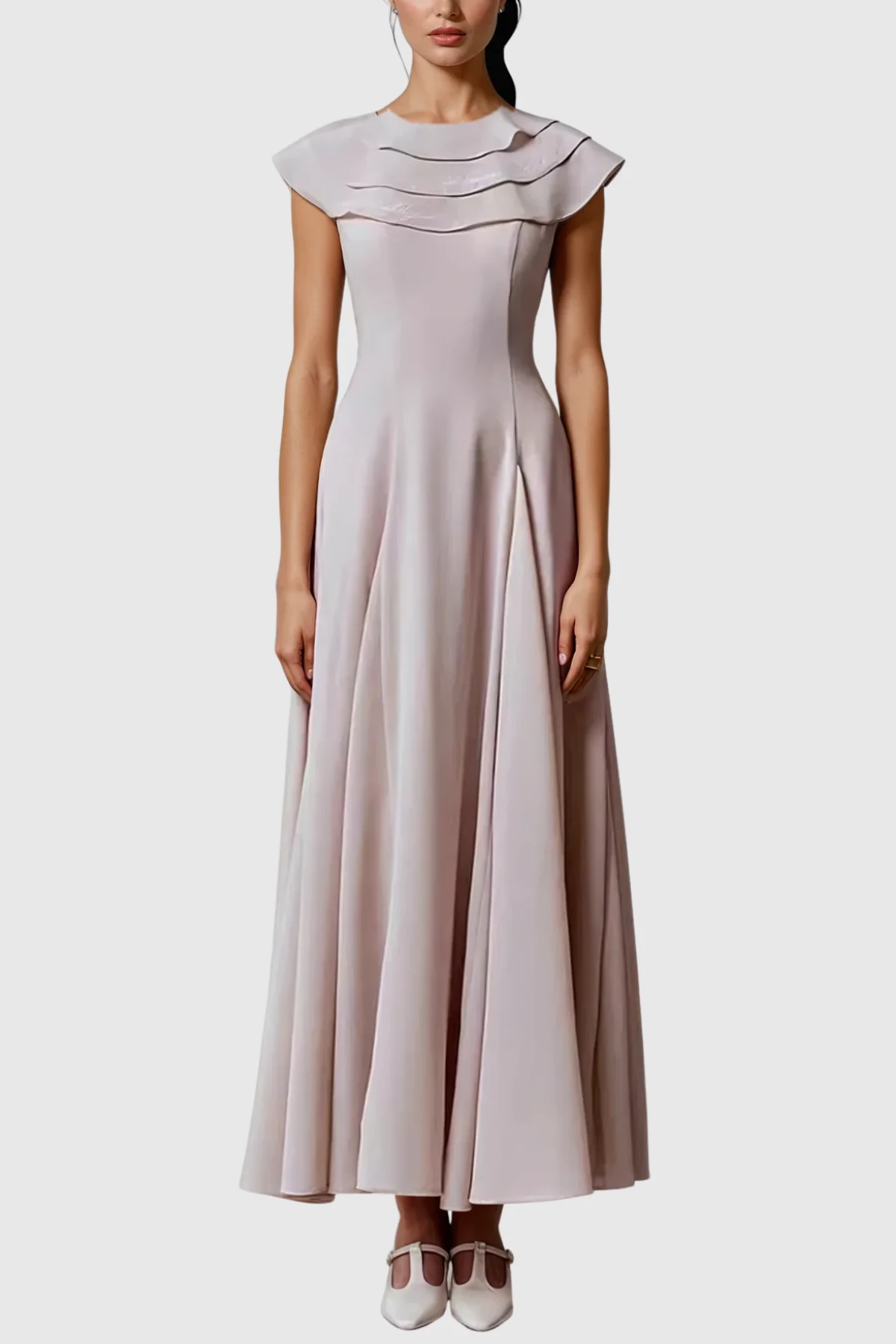 Pink Ruffle Sleeveless Maxi Dress for Women