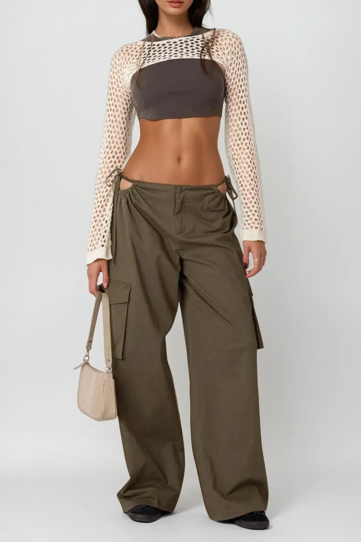 Green Cutout Pants for Urban Edge Styling
