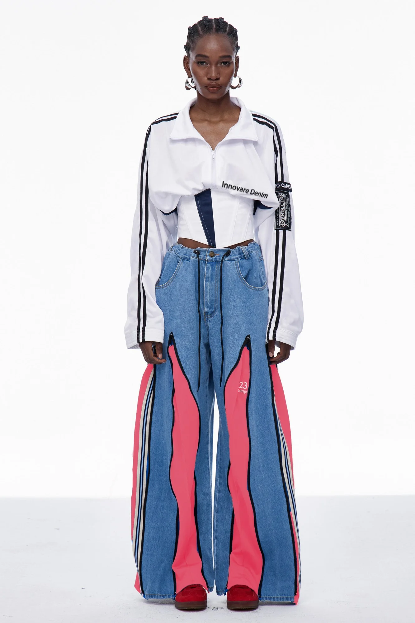 Pink Deconstructed Wide Leg Jeans for Bold and Modern Styling