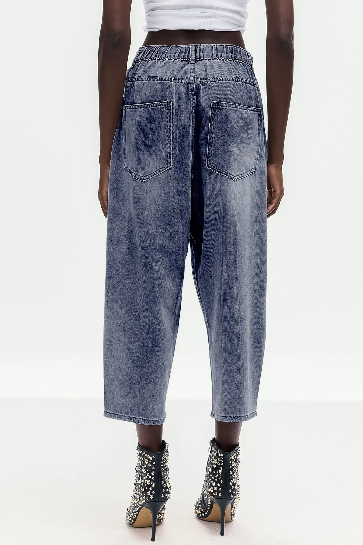 Deep Blue Floral Cutout Denim Jeans