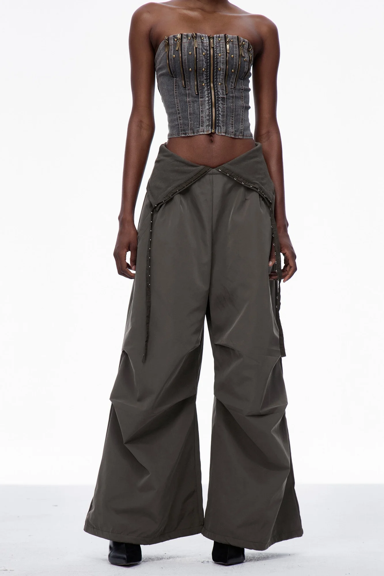 Deep Green Lapel Wide Leg Pants for Stylish Comfort & Versatility