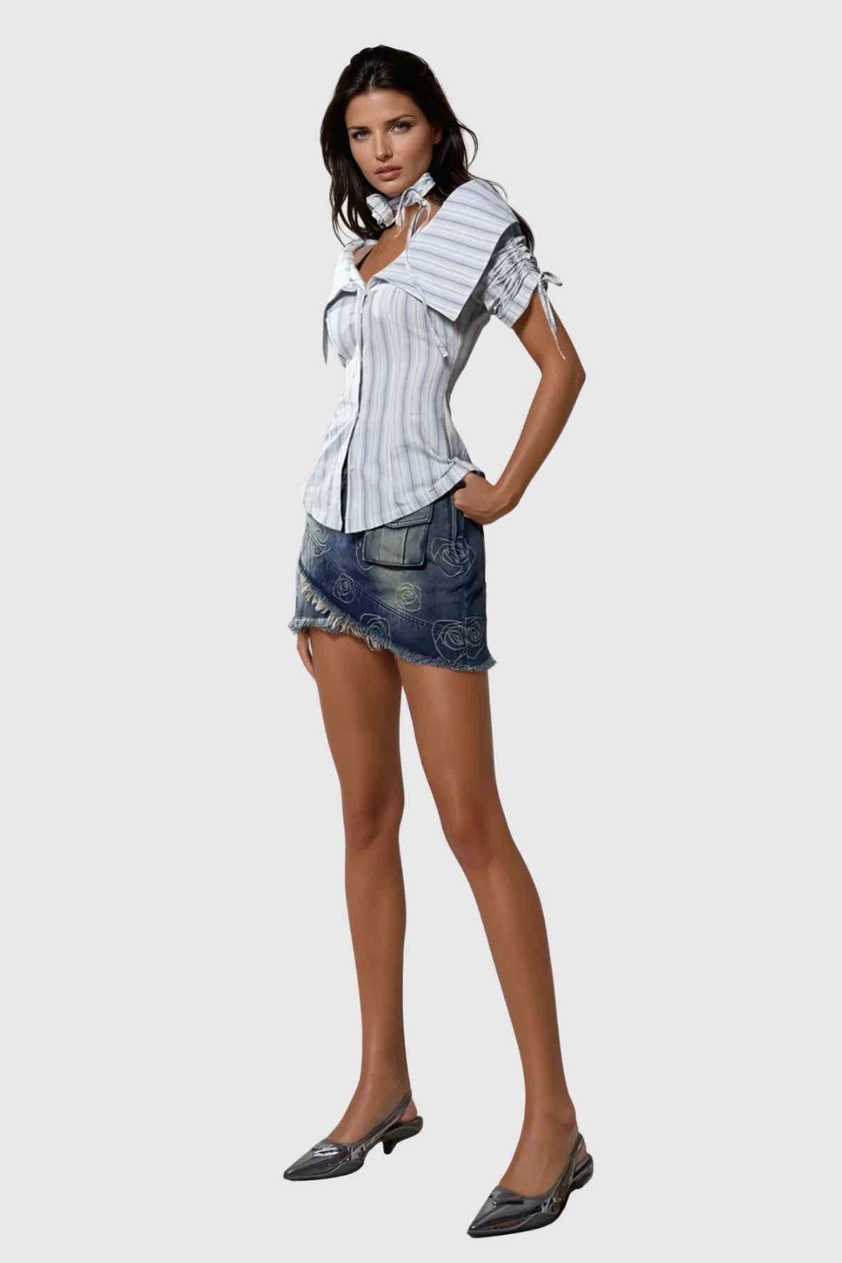 Chic Blue Stripe Off Shoulder Top for Effortless Elegance