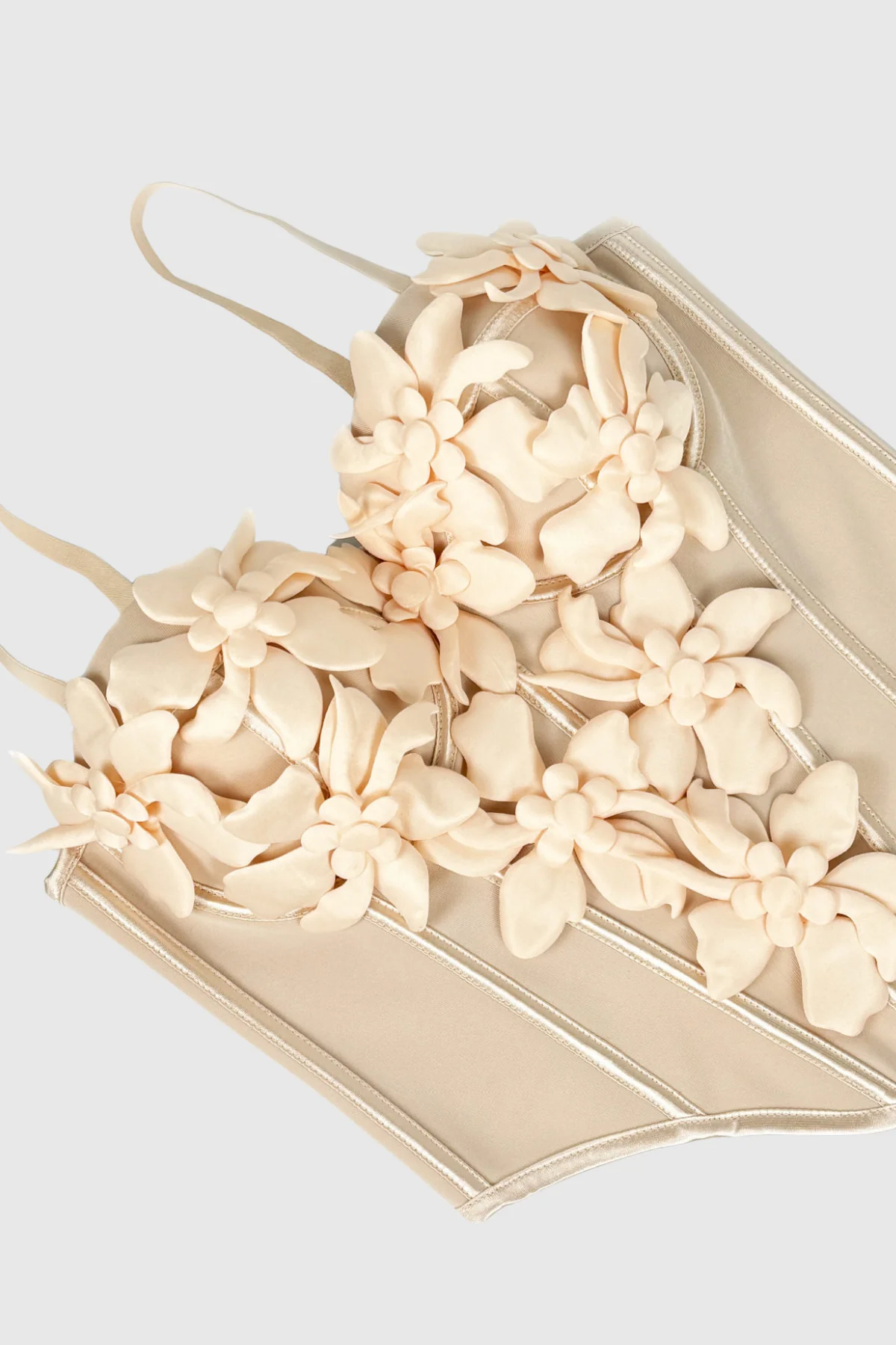 Floral Corset Spaghetti Top in Apricot - Elegant Romantic Style