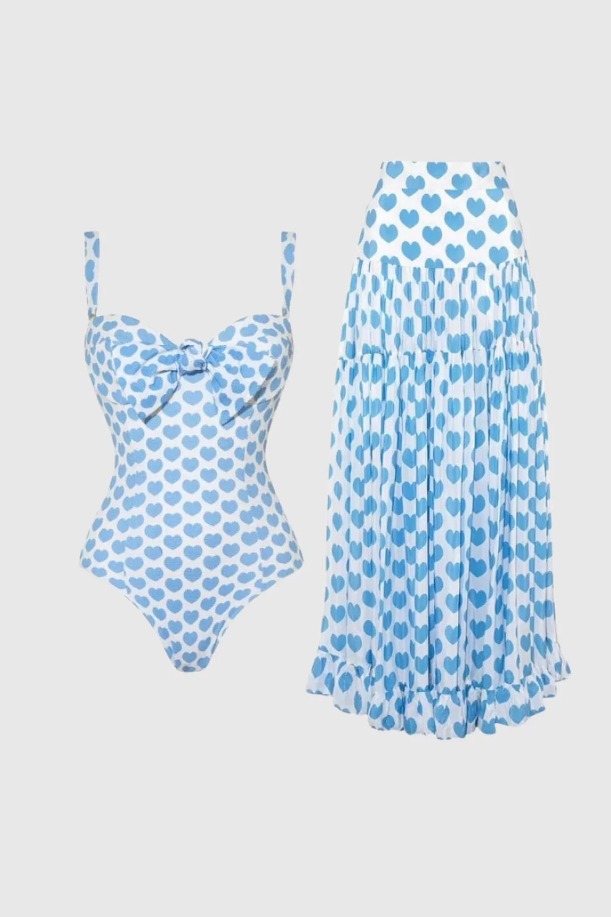 Heart Ruffle Sleeveless Swimwear in Blue for Women