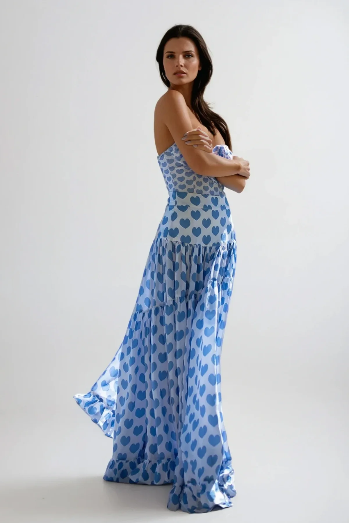 Heart Ruffle Sleeveless Swimwear in Blue for Women