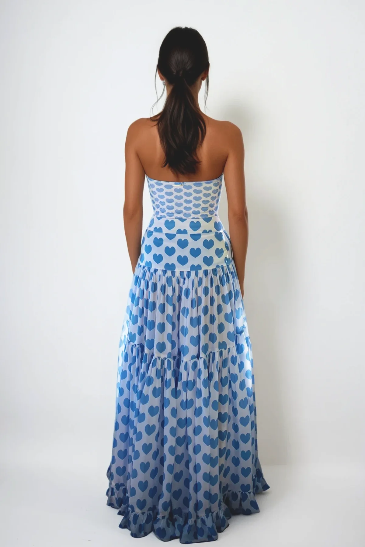 Heart Ruffle Sleeveless Swimwear in Blue for Women