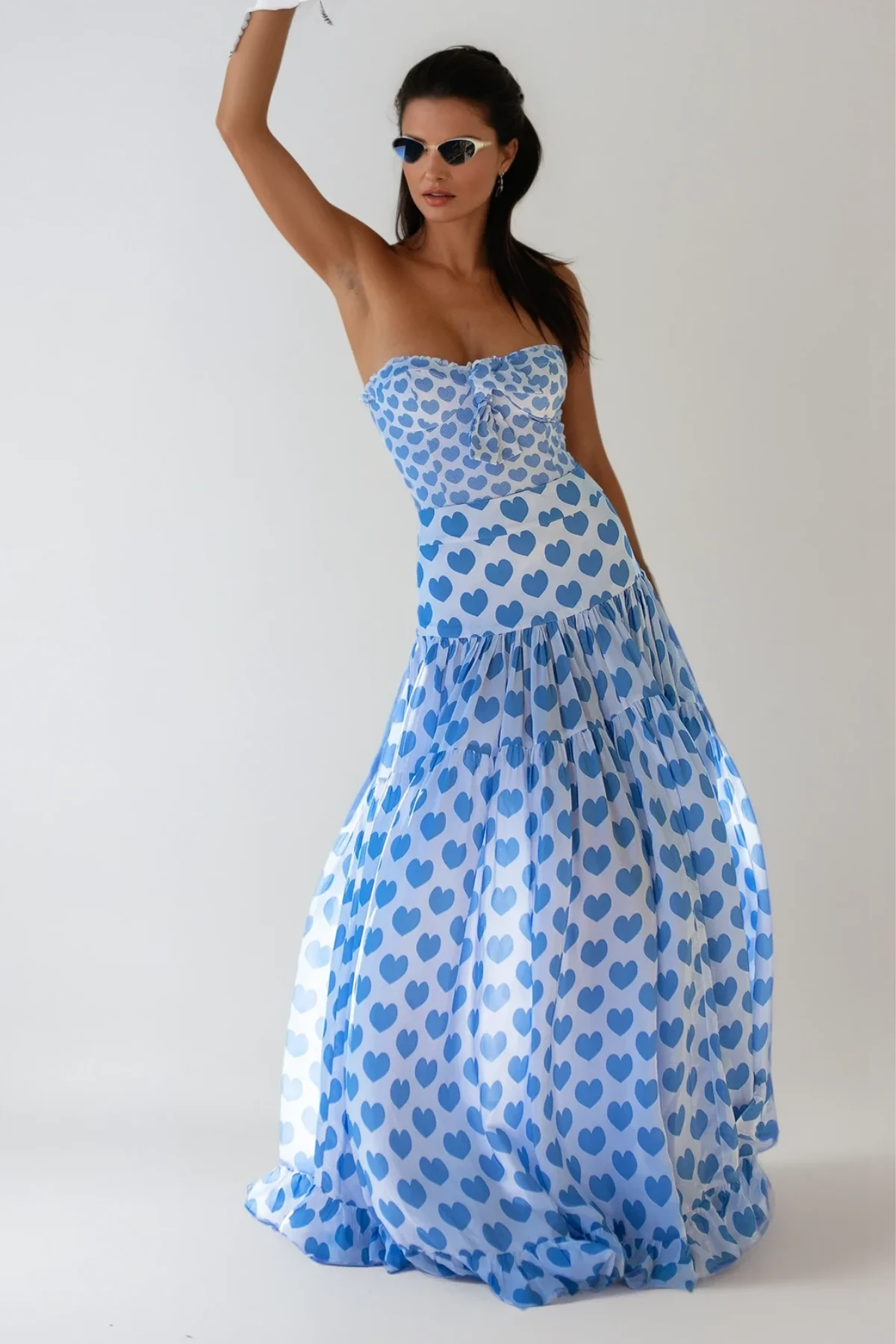 Heart Ruffle Sleeveless Swimwear in Blue for Women