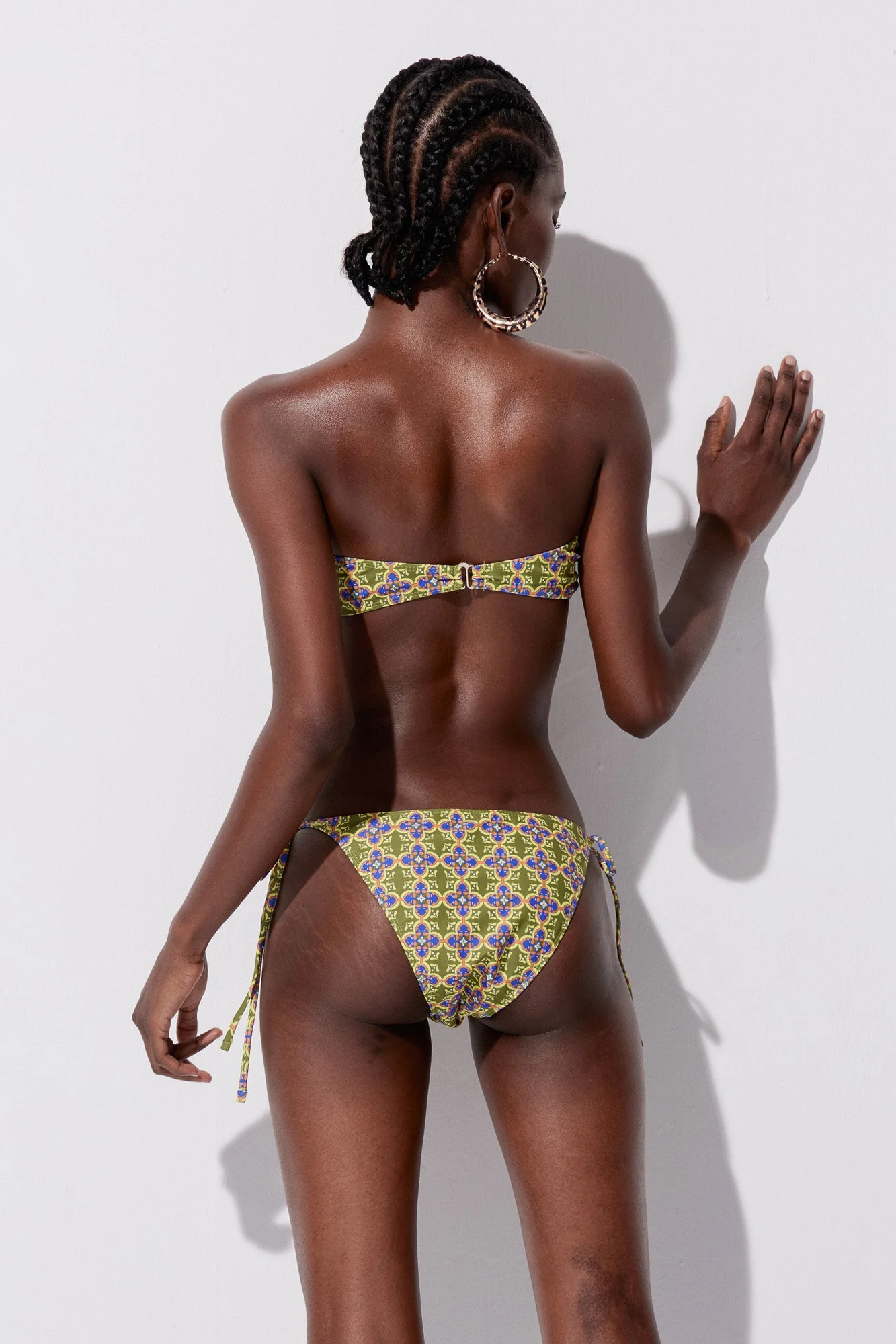 Boho Green Printed Strapless Swimwear in Ylva Style