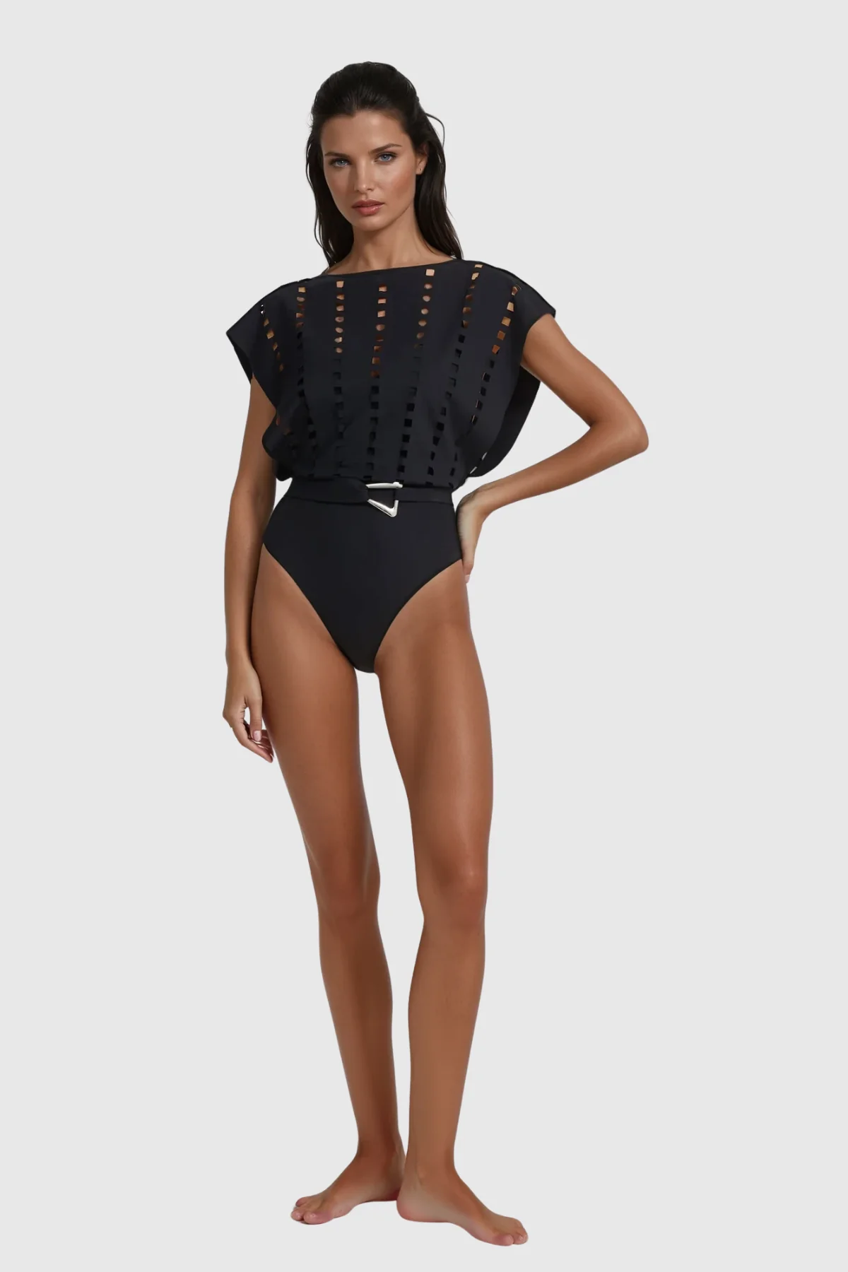 Chic Black Cutout Sleeveless Swimsuit for Women | Winoc Style