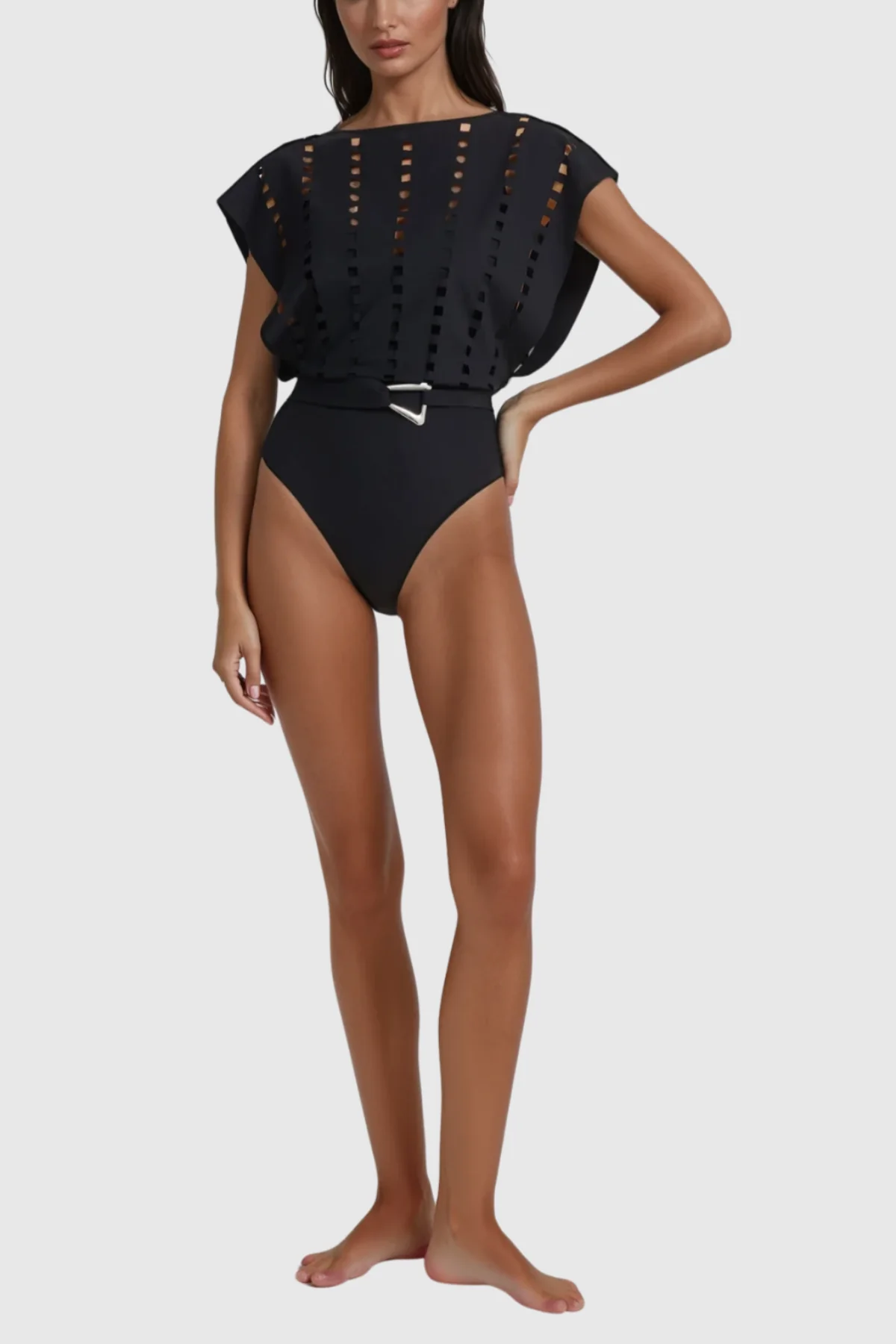 Chic Black Cutout Sleeveless Swimsuit for Women | Winoc Style